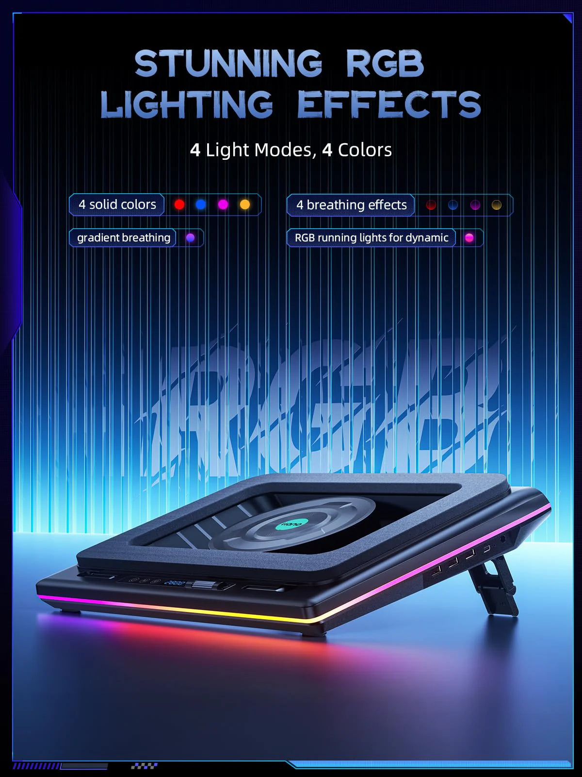 V12 gamingowy Laptop Cooling podkładka z RGB lampy