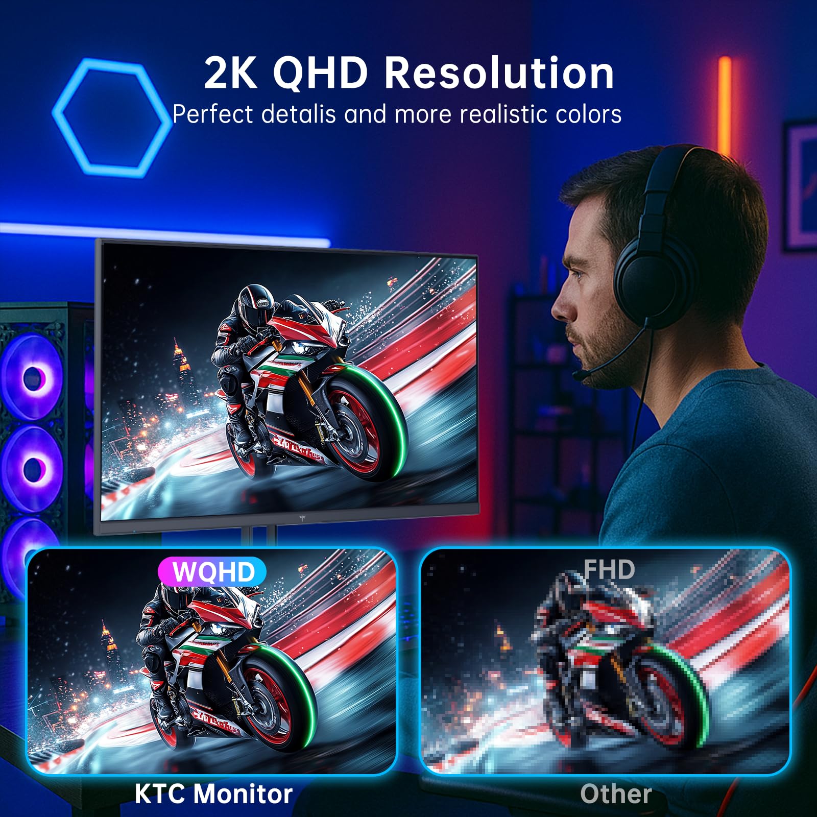 Gamingowy monitor, 27 cali 2K Qhd, 210Hz 1ms HDR400