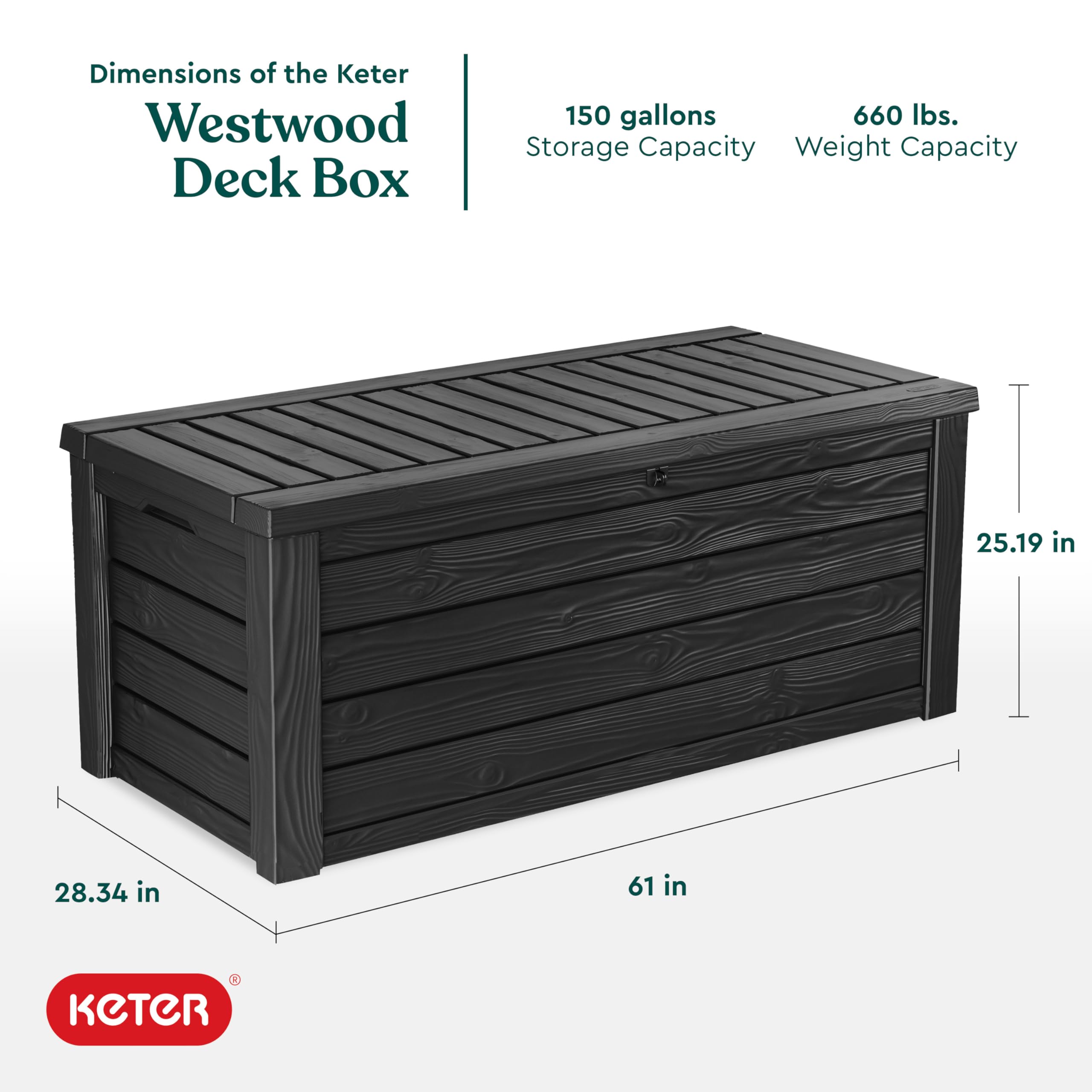 Westwood 150 galon zewnętrzny magazynowy skrzynka, ciemny szary