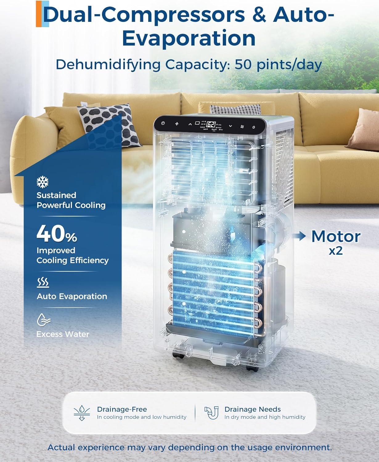1787572303_aRkb1LK4 Klimatyzator, przenośny, 8000 BTU, 3-in-1 Dehumidifier