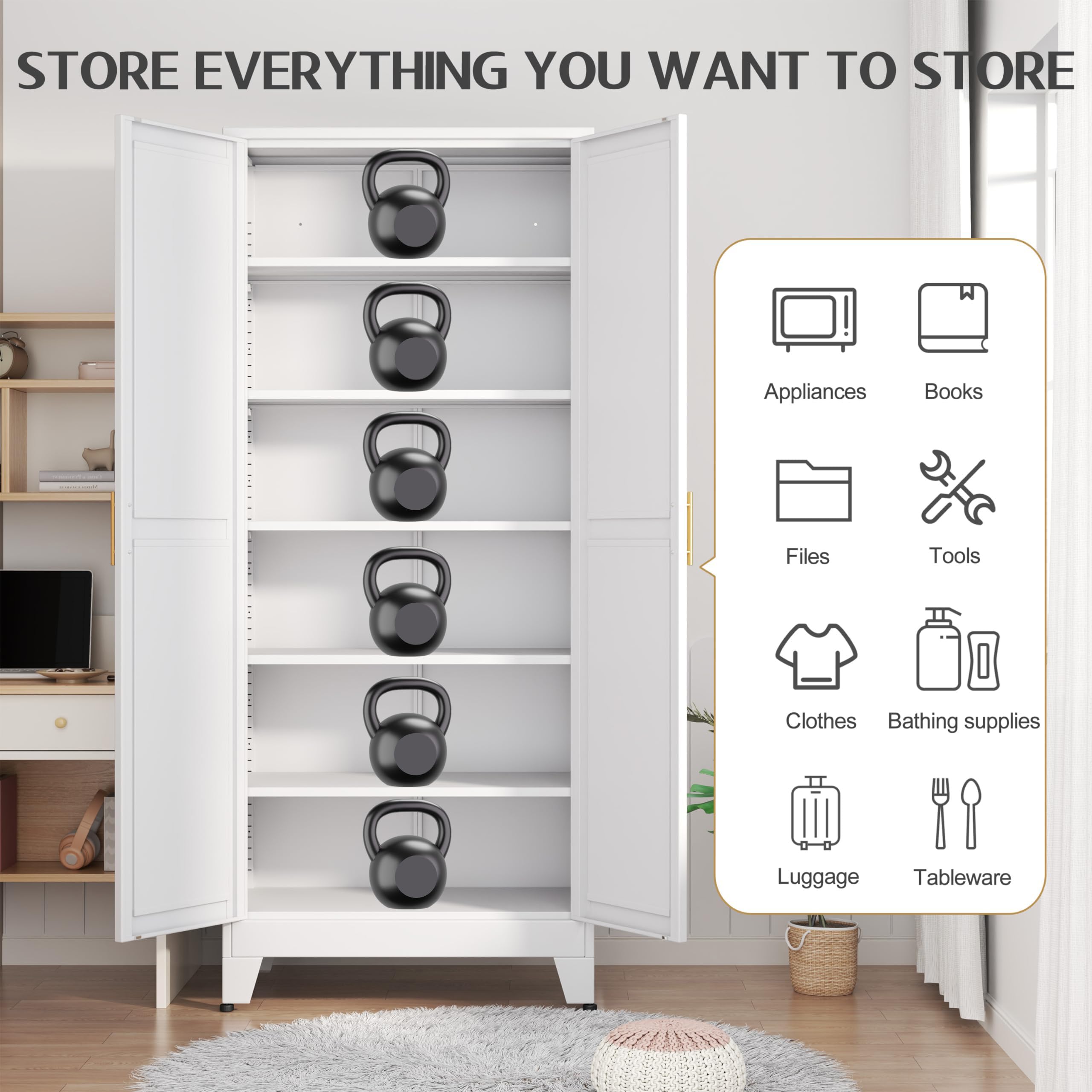 75.2 metal Pantry szafka z regulowany półki
