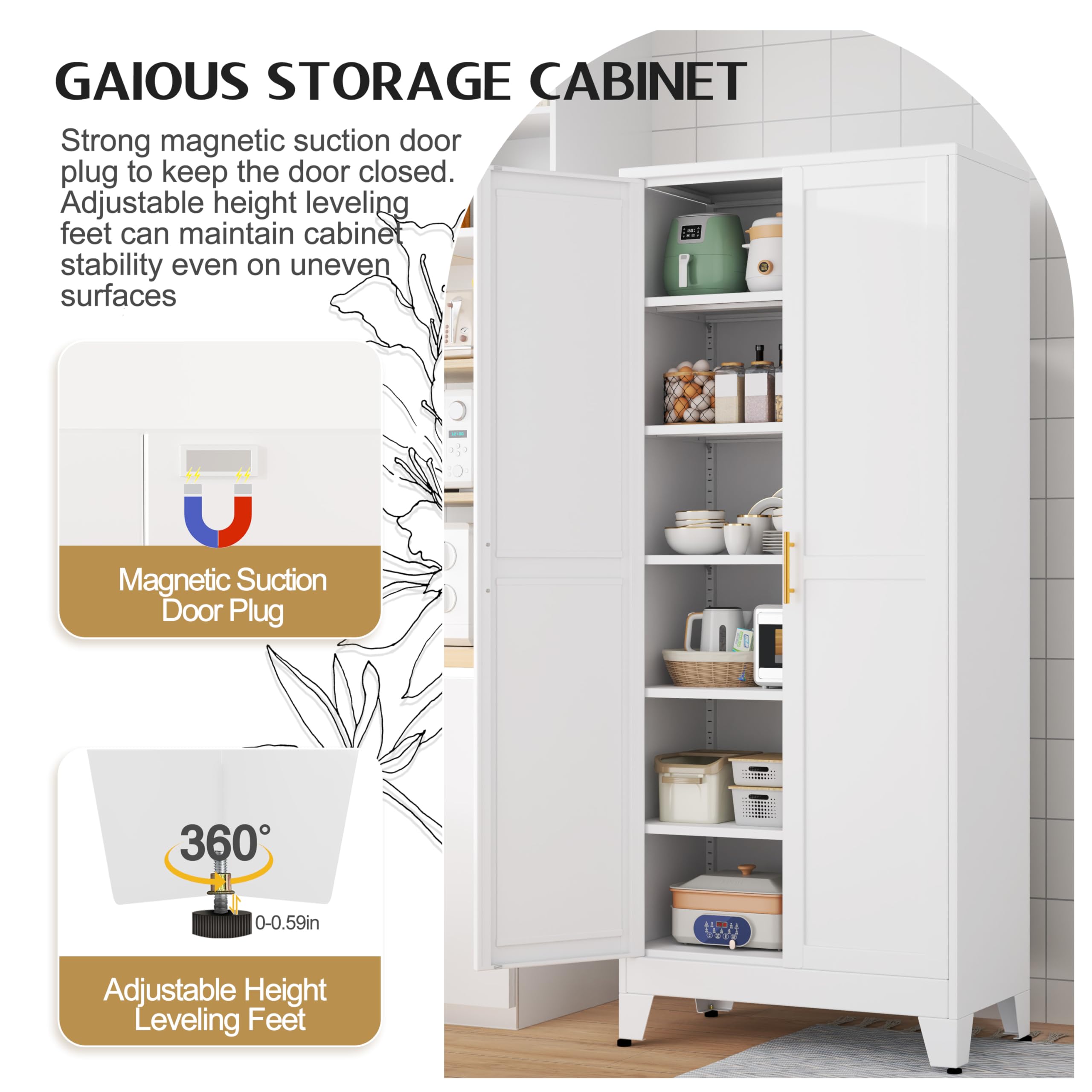 75.2 metal Pantry szafka z regulowany półki