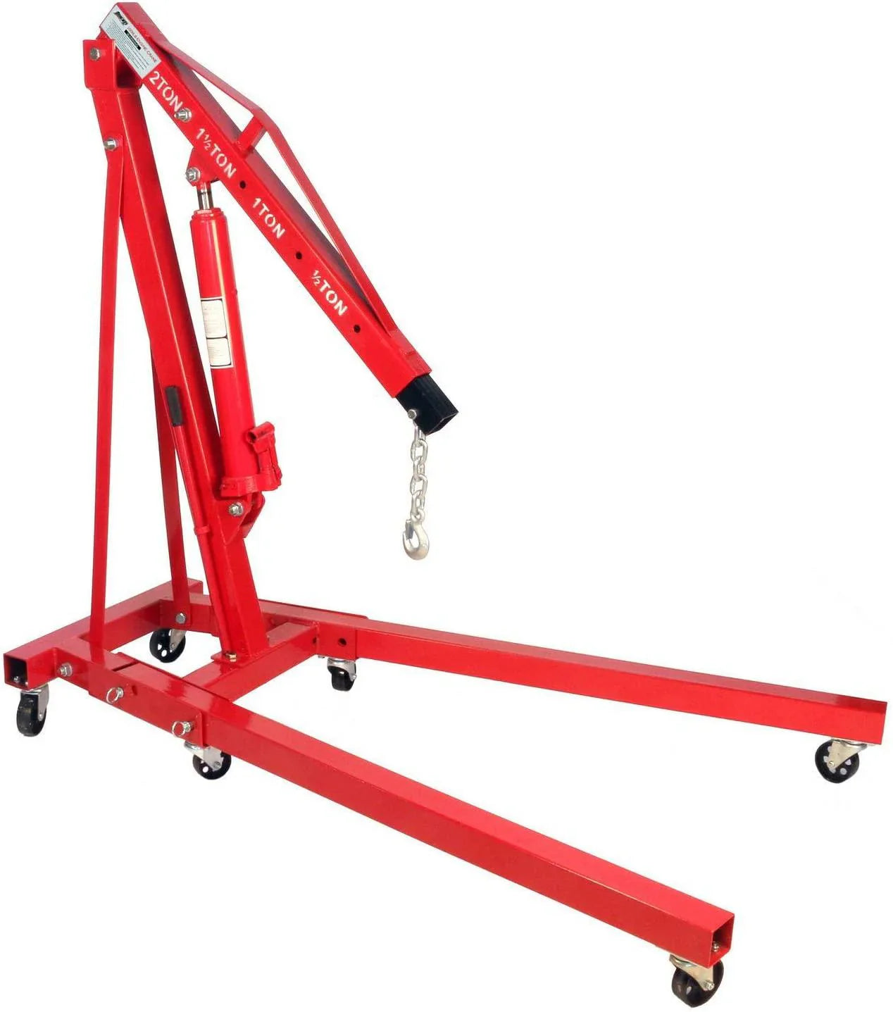 Engine - 2 Ton Folding Hydraulic, Hoist Cherry Picker Shop Crane Hoist Lift - Featuring 6 Fully Rotating Caster Wheels