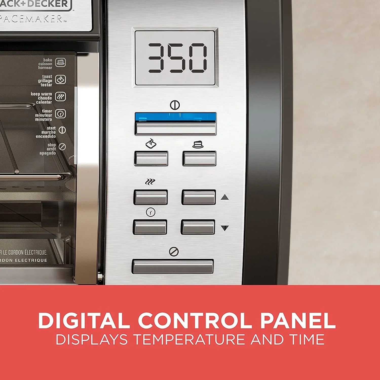 Toaster Oven - BLACK DECKER SpaceMaker Under Counter - Digital Controls, Black/stainless Steel, Fits 9′′ Pizza or 4 Slices