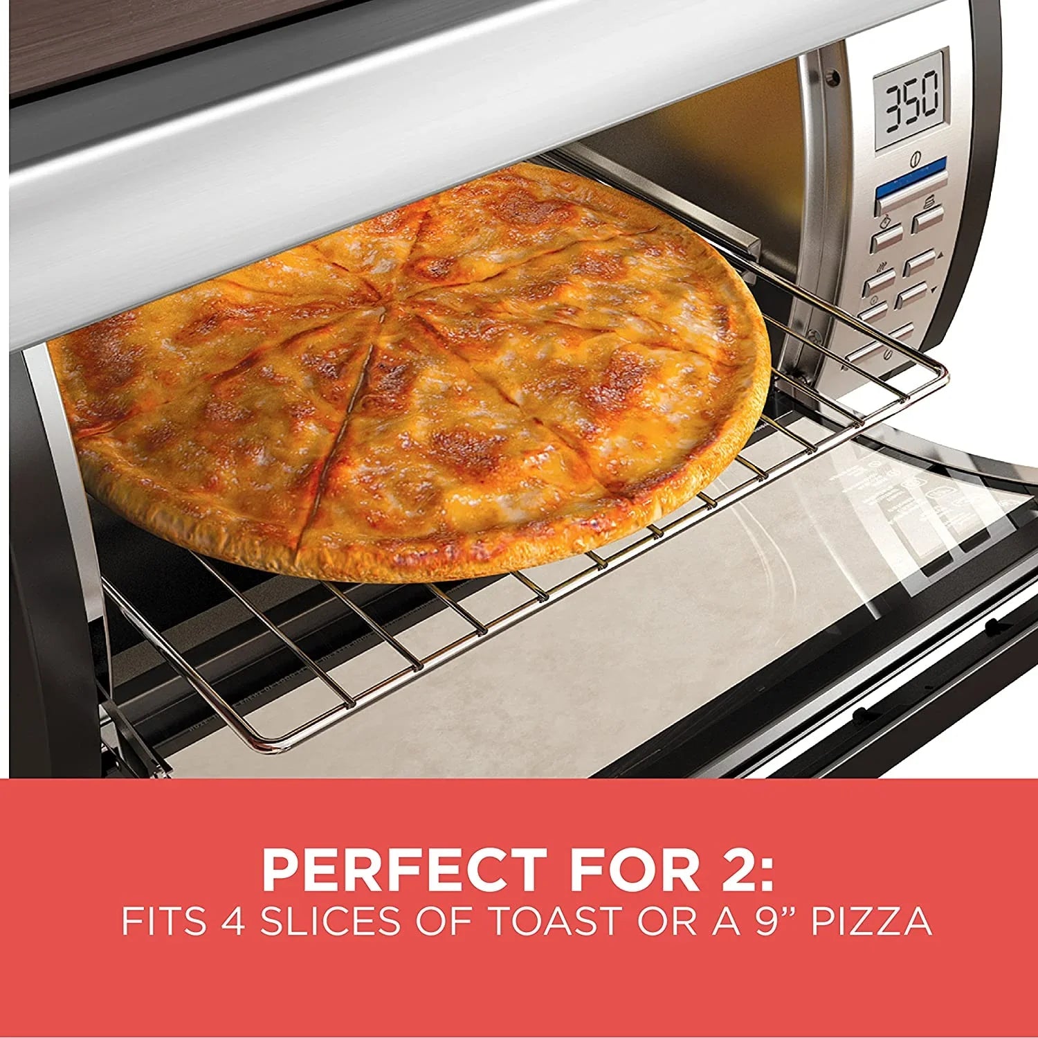 Toaster Oven - BLACK DECKER SpaceMaker Under Counter - Digital Controls, Black/stainless Steel, Fits 9′′ Pizza or 4 Slices