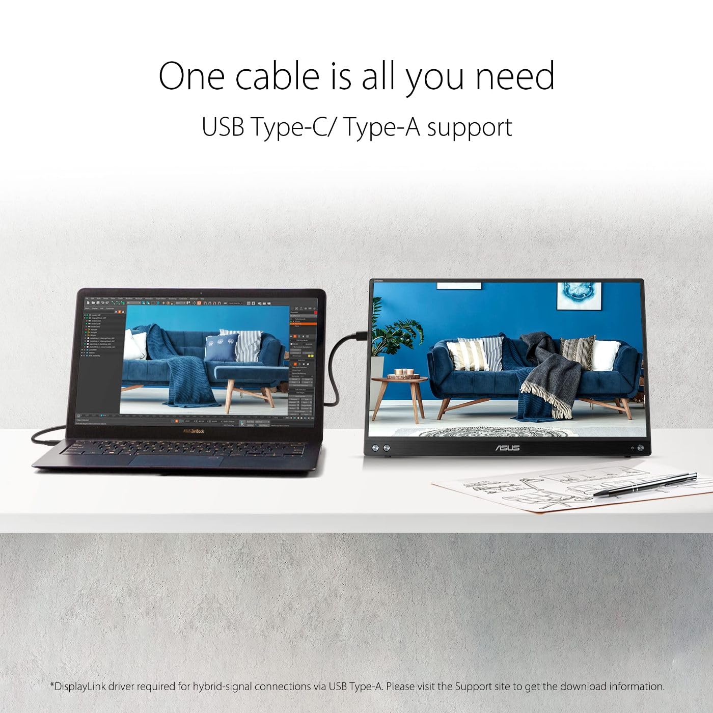 Zenscreen 15.6 przenośny 1080P monitor, USB-C