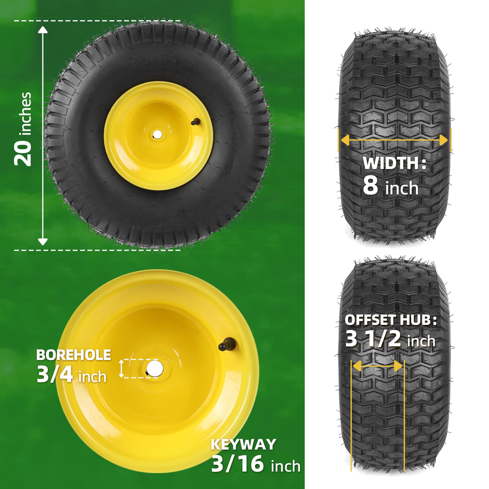 Koło, 20 X 8.00-8 Rear opona i, Assemblies 2-pakiet