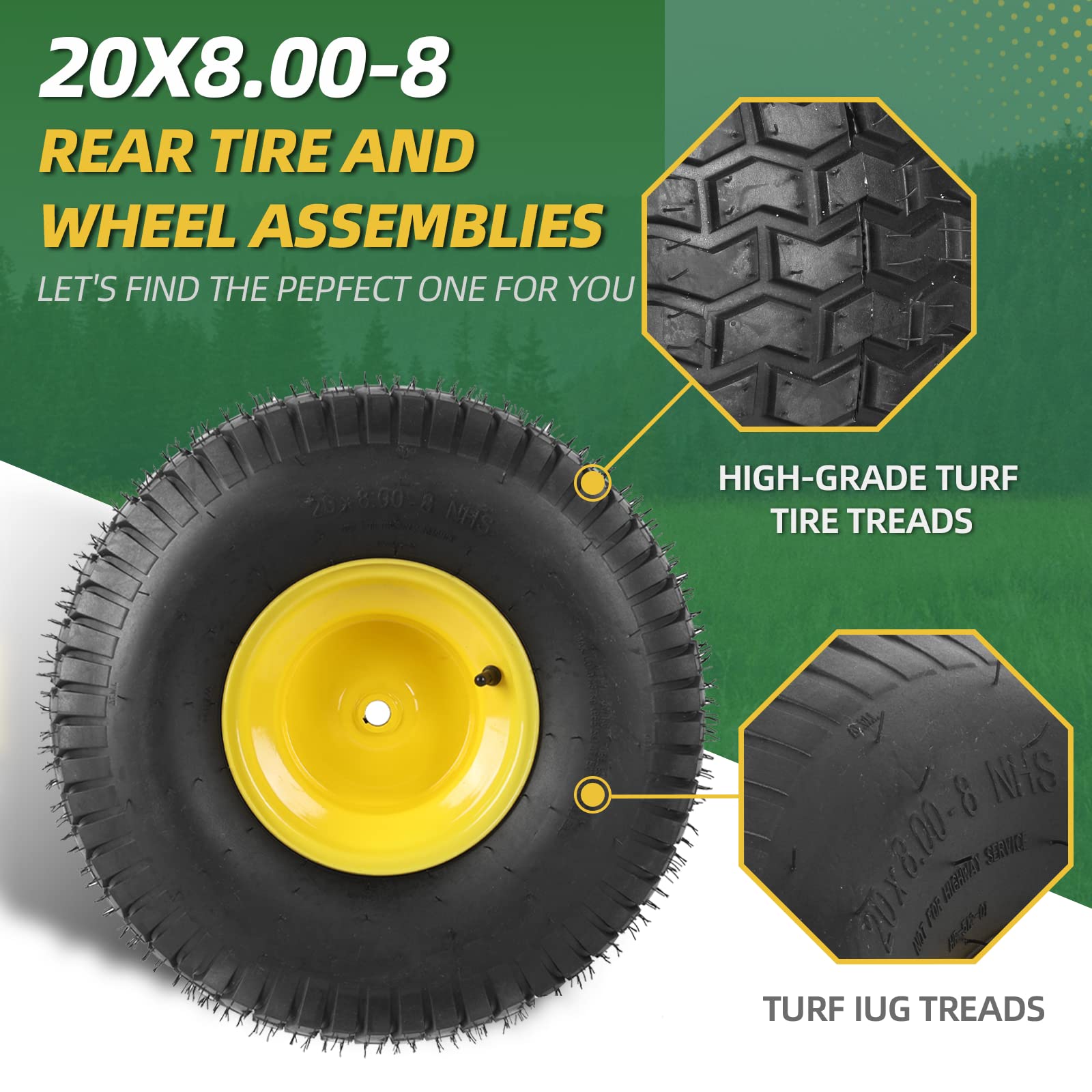 Koło, 20 X 8.00-8 Rear opona i, Assemblies 2-pakiet