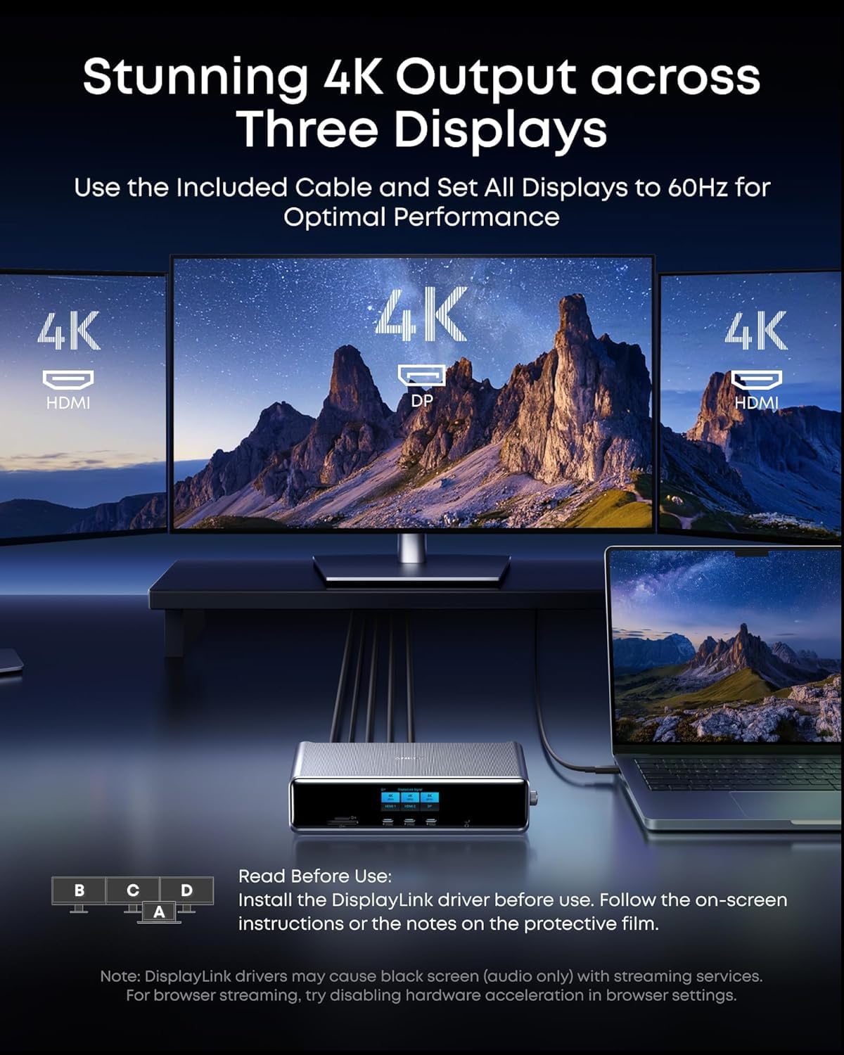 Prime Docking stacja DL7400 z 14-Port Triple 4K wyświetlacz