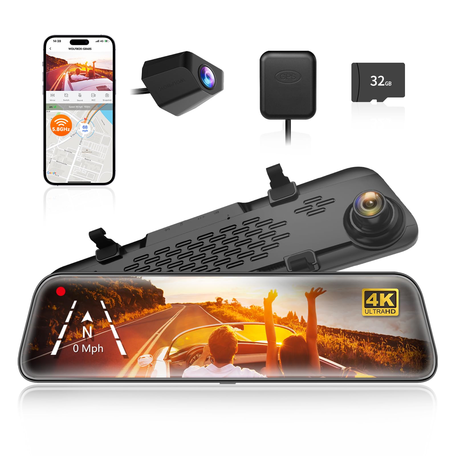 G840S 12 4K Mirror Dash kamera z podwójny Cameras