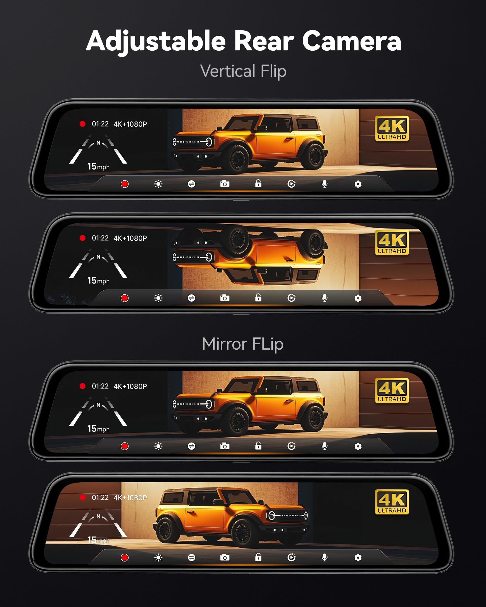 G840S 12 4K Mirror Dash kamera z podwójny Cameras