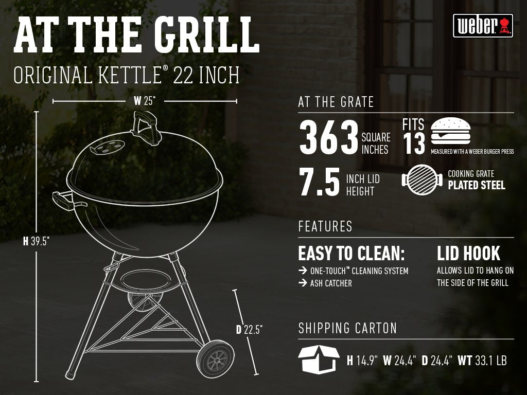 1787588451_HNyEglCj Charcoal grill, oryginalny Kettle, 22-cali czarny