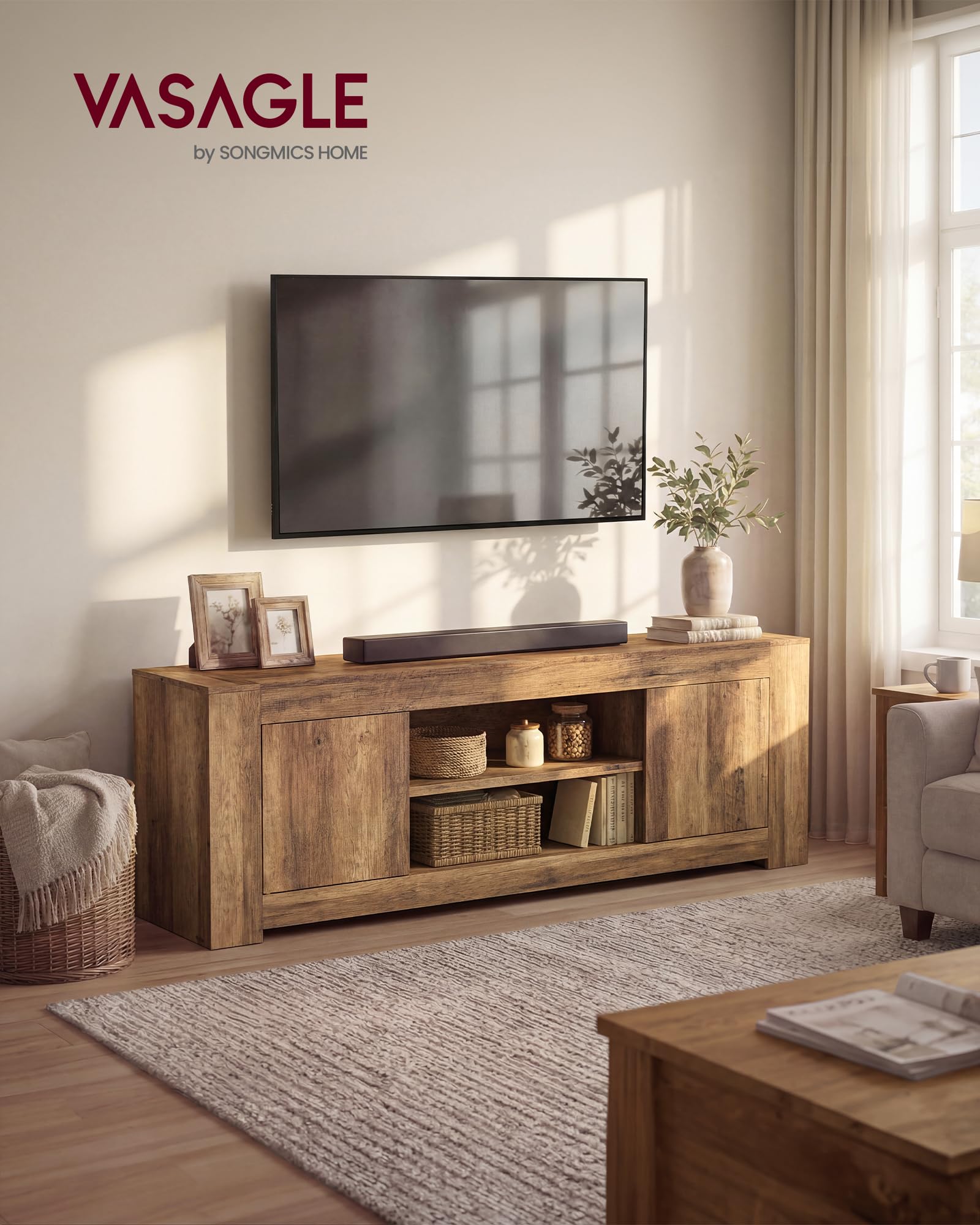 Farmhouse szafka RTV z magazynowy do 80 cali Tvs