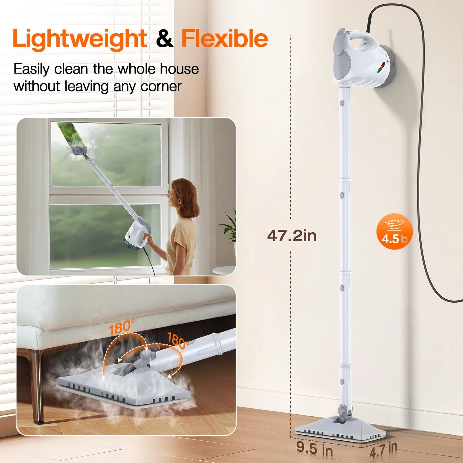 10-in-1 i Mop Steam czyścik z Fast Heating