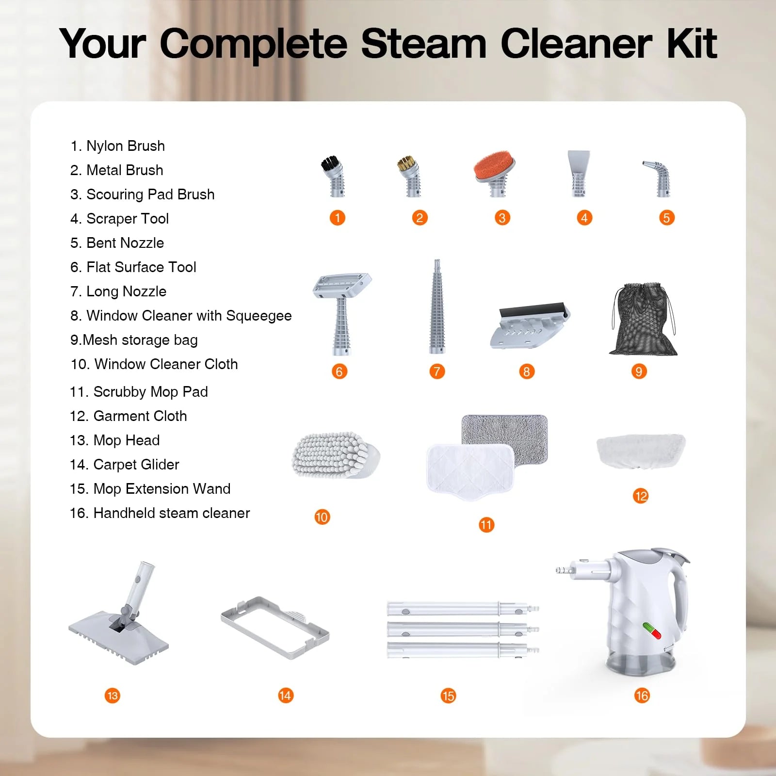 10-in-1 i Mop Steam czyścik z Fast Heating