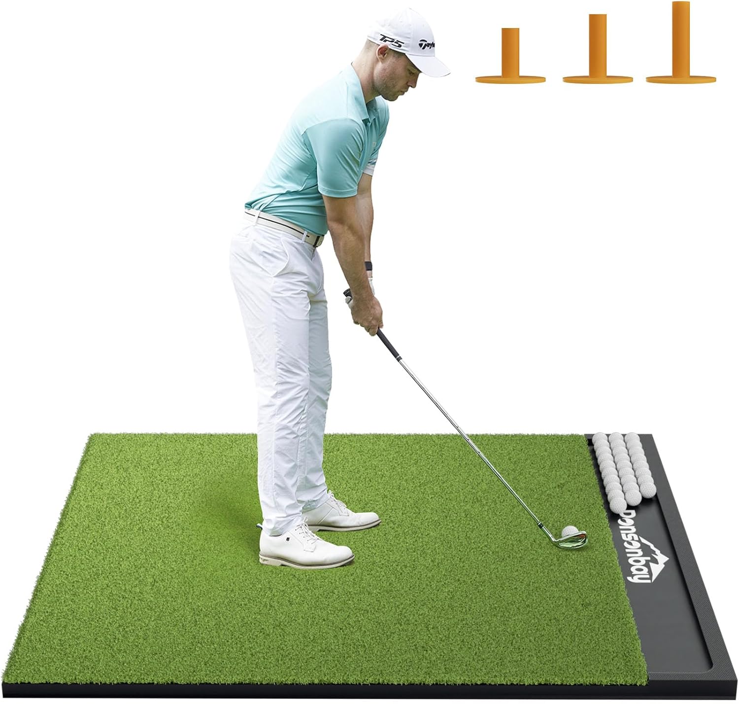 Ponsonbay Integrated 5 X 4ft golf mata z Ball Tray z 3 Tee