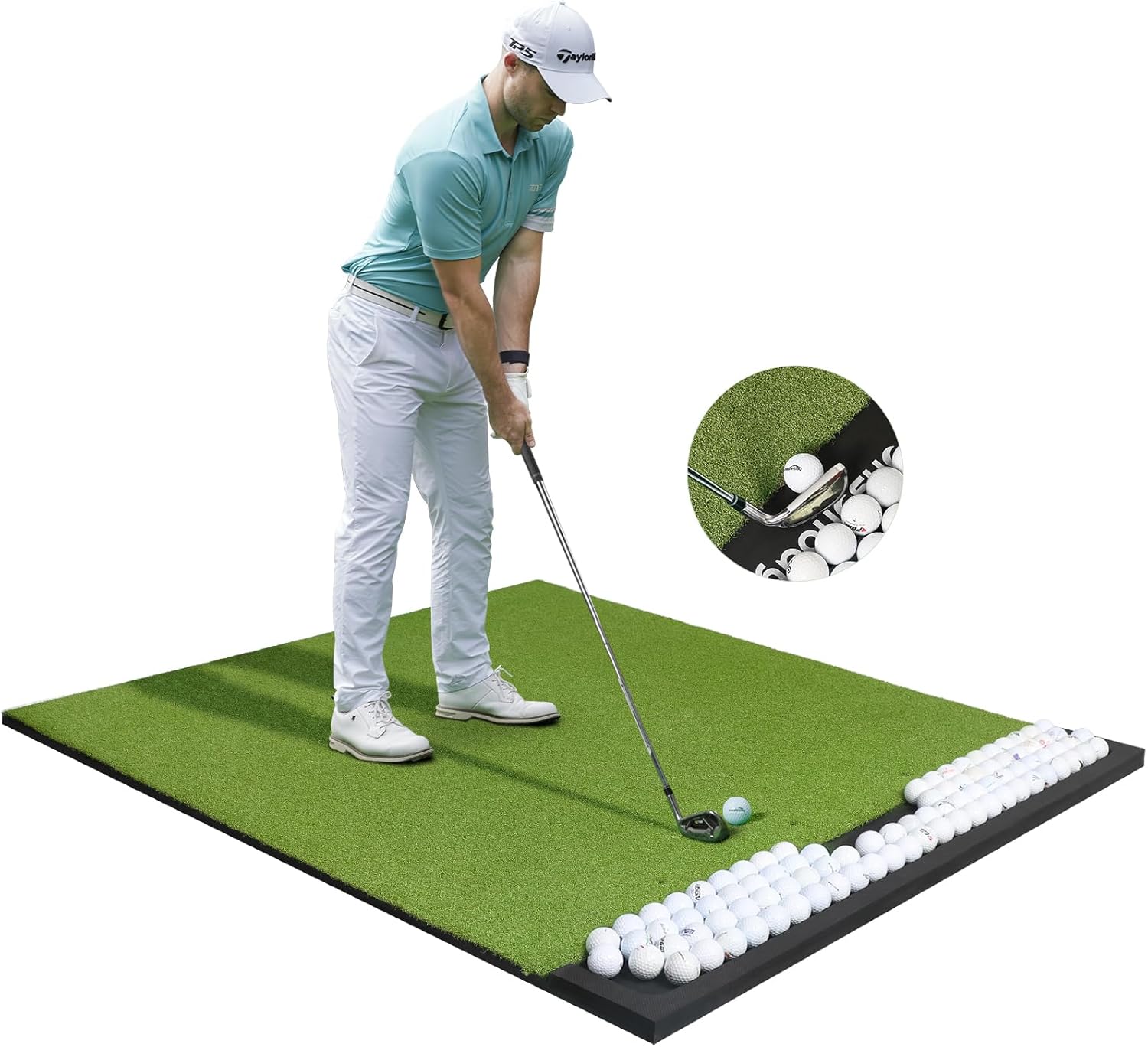 Ponsonbay Integrated 5 X 4ft golf mata z Ball Tray z 3 Tee