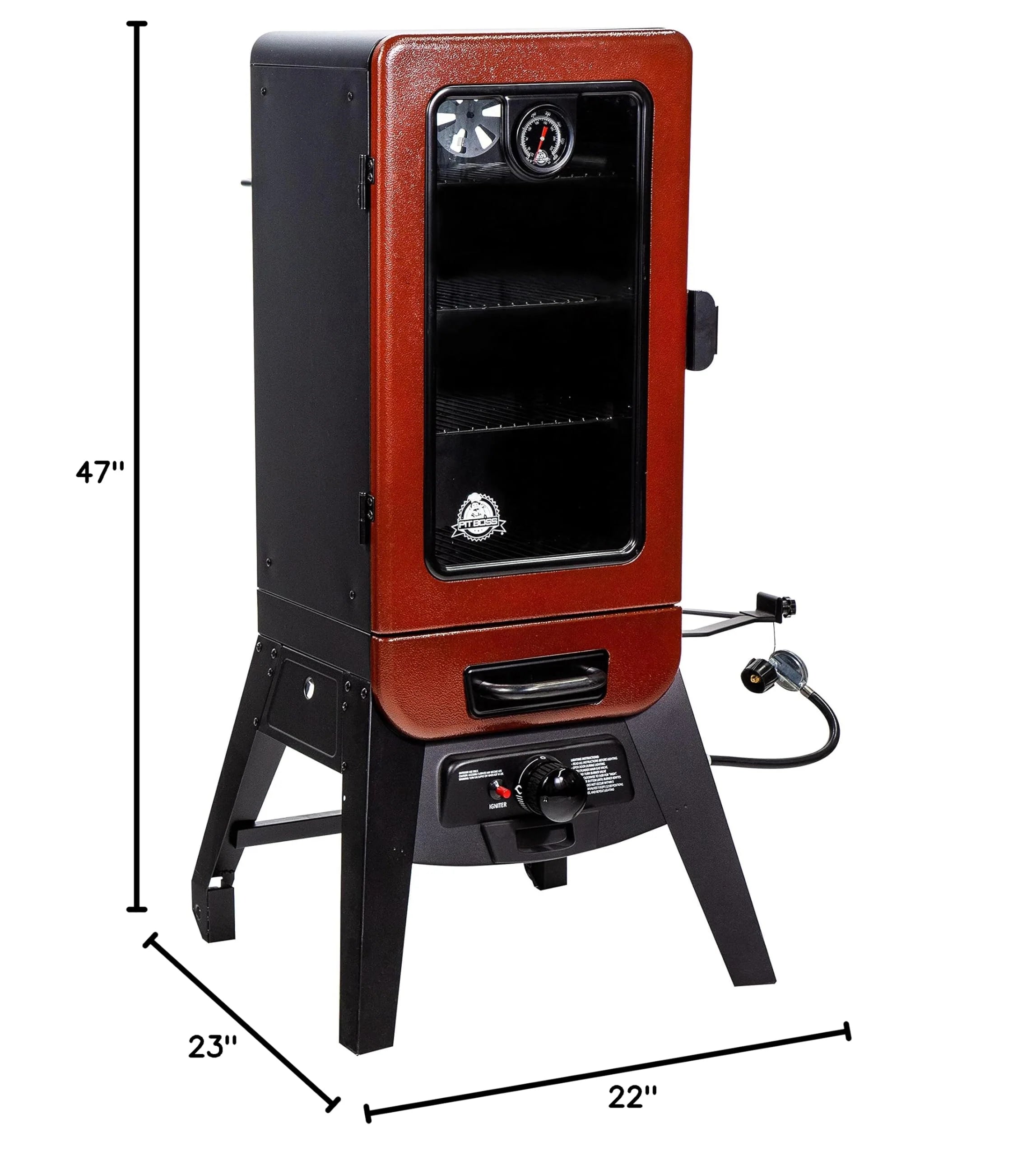 3-seria gazowy Vertical Smoker, czerwony Hammertone 10773