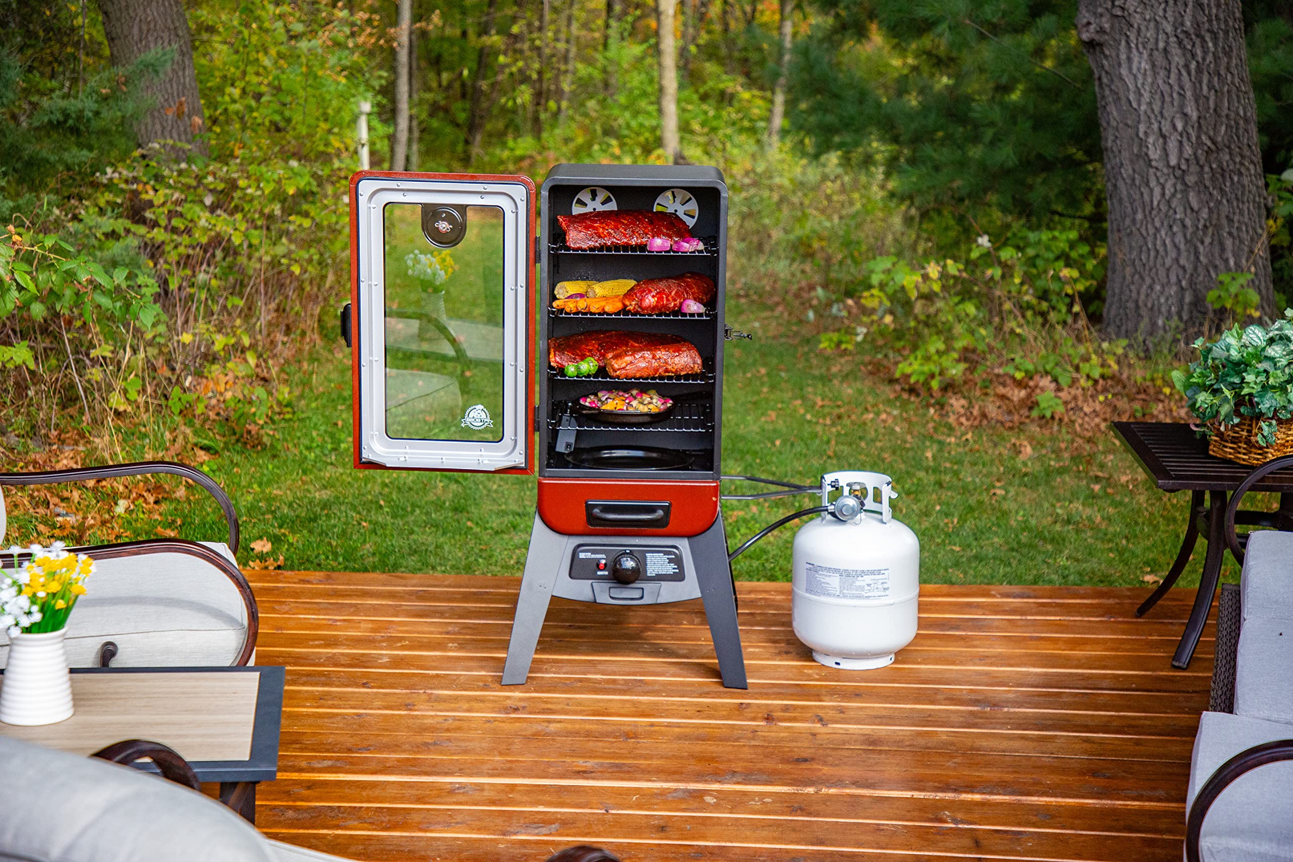3-seria gazowy Vertical Smoker, czerwony Hammertone 10773
