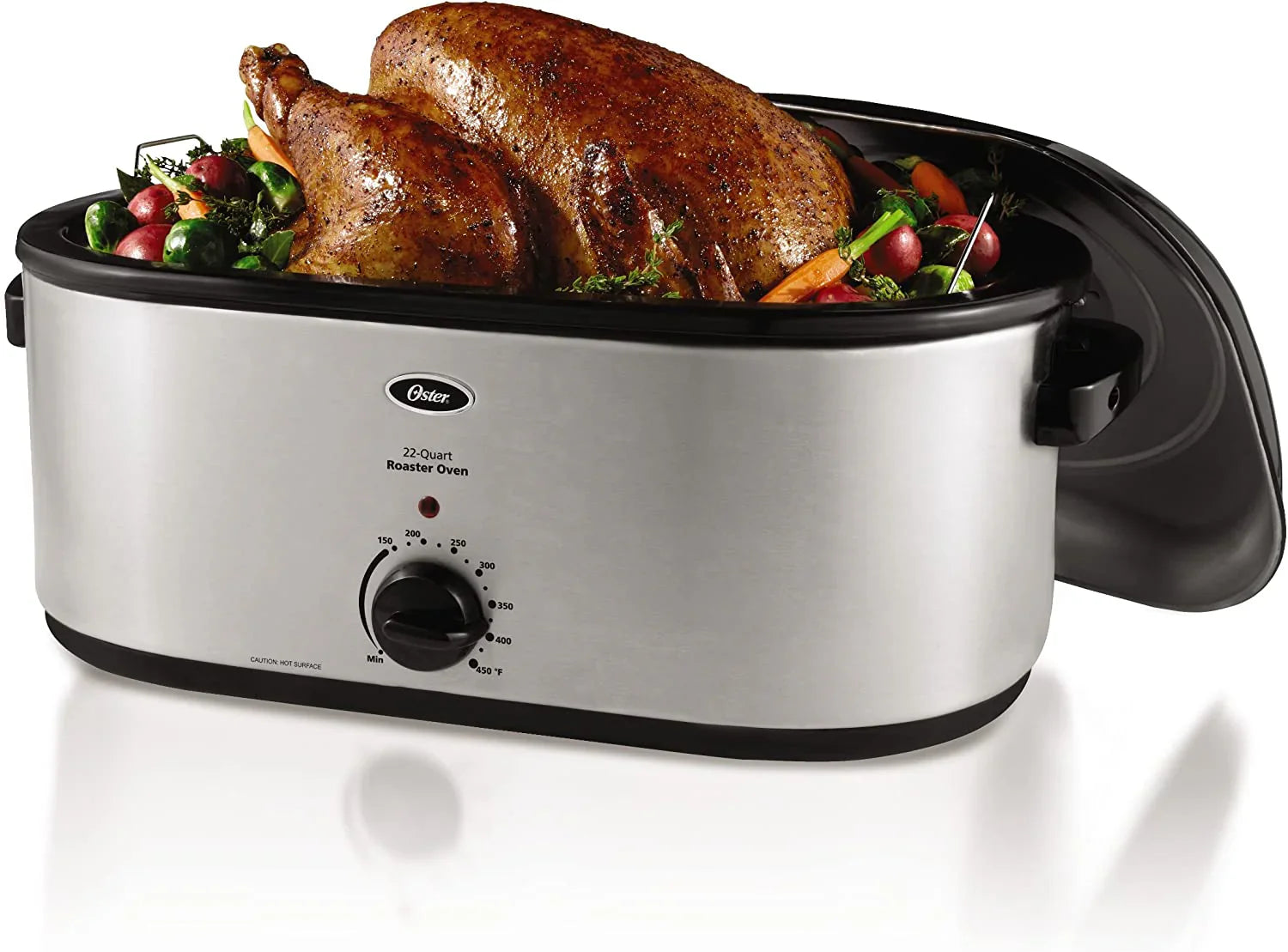 Oven - 22-Quart Stainless Steel Roaster - Fits 22-lb Turkey, Baking and Roasting, Easy Clean, CKSTRS23