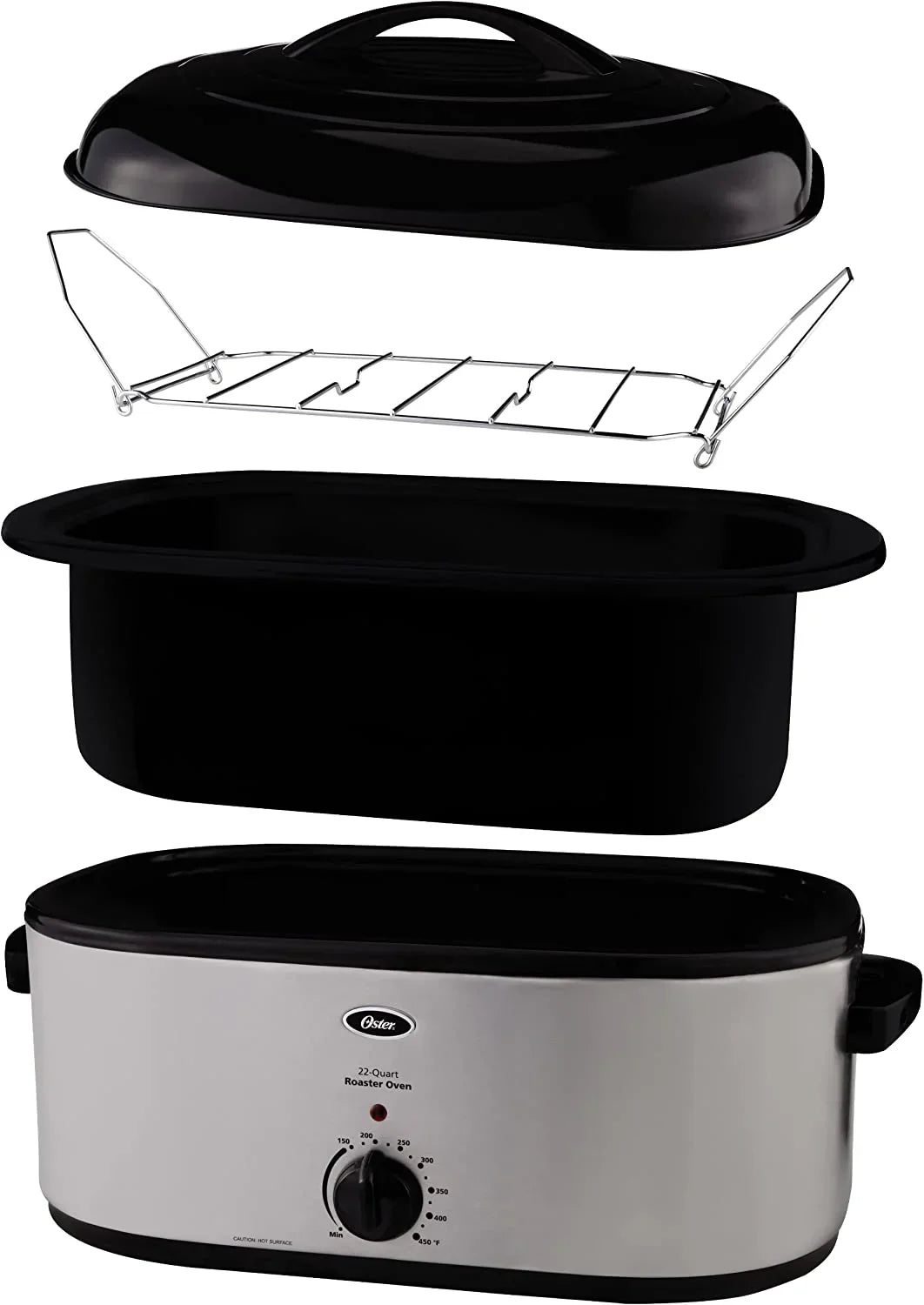 Oven - 22-Quart Stainless Steel Roaster - Fits 22-lb Turkey, Baking and Roasting, Easy Clean, CKSTRS23