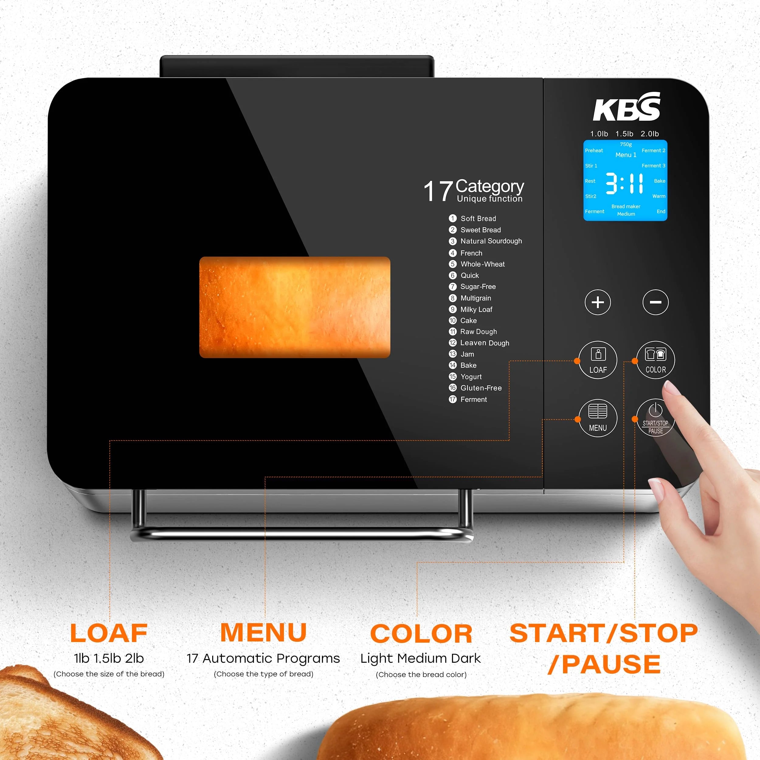 Pro 710W Bread Maker, 17-in-1 smart Bread maszyna