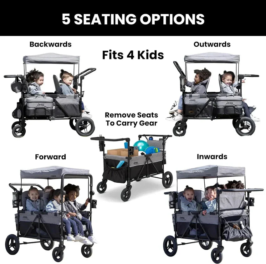 Stroller, deluxe 4 Seater, Wagon premium Quad Stroller Wagon