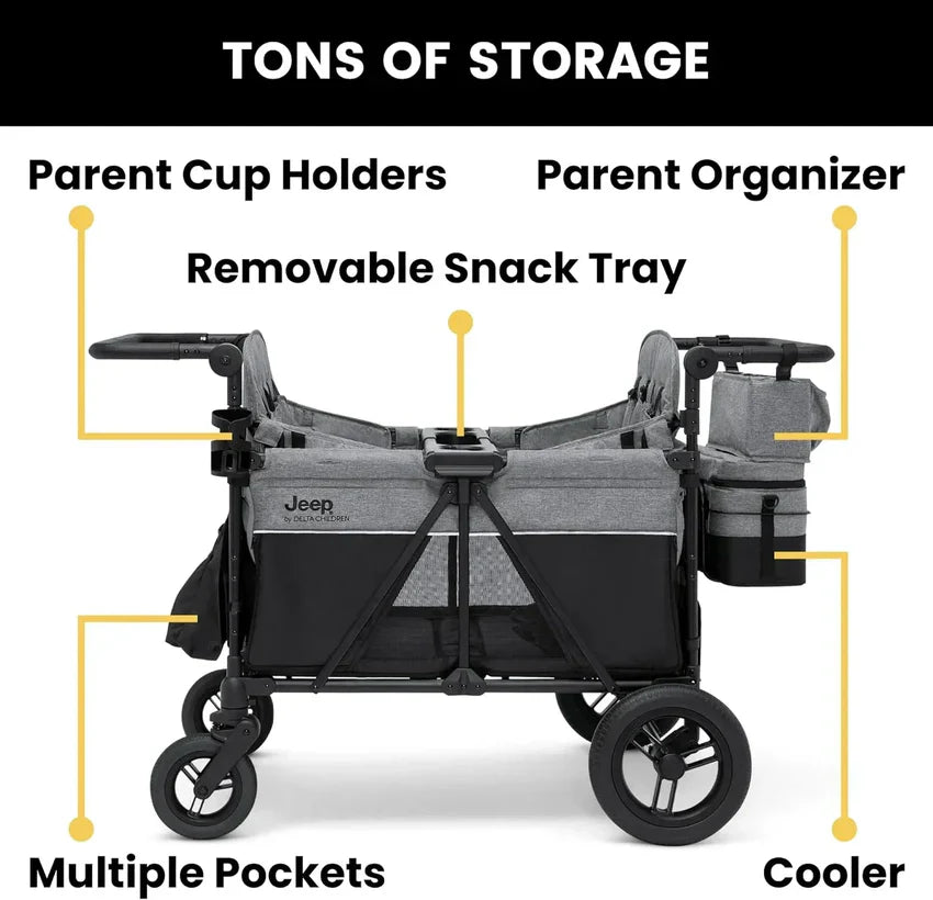 Stroller, deluxe 4 Seater, Wagon premium Quad Stroller Wagon