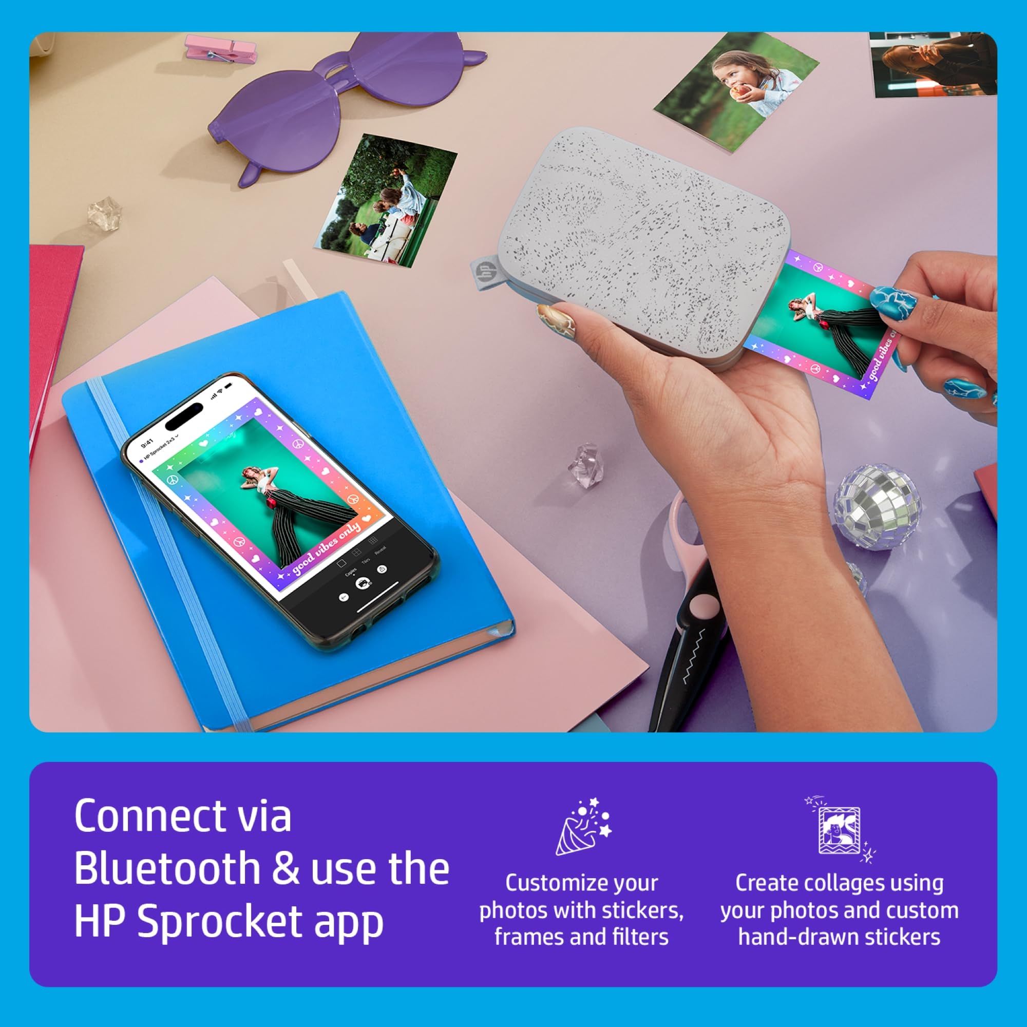Sprocket przenośny Photo drukarka, 2 X 3 Sticky Photos