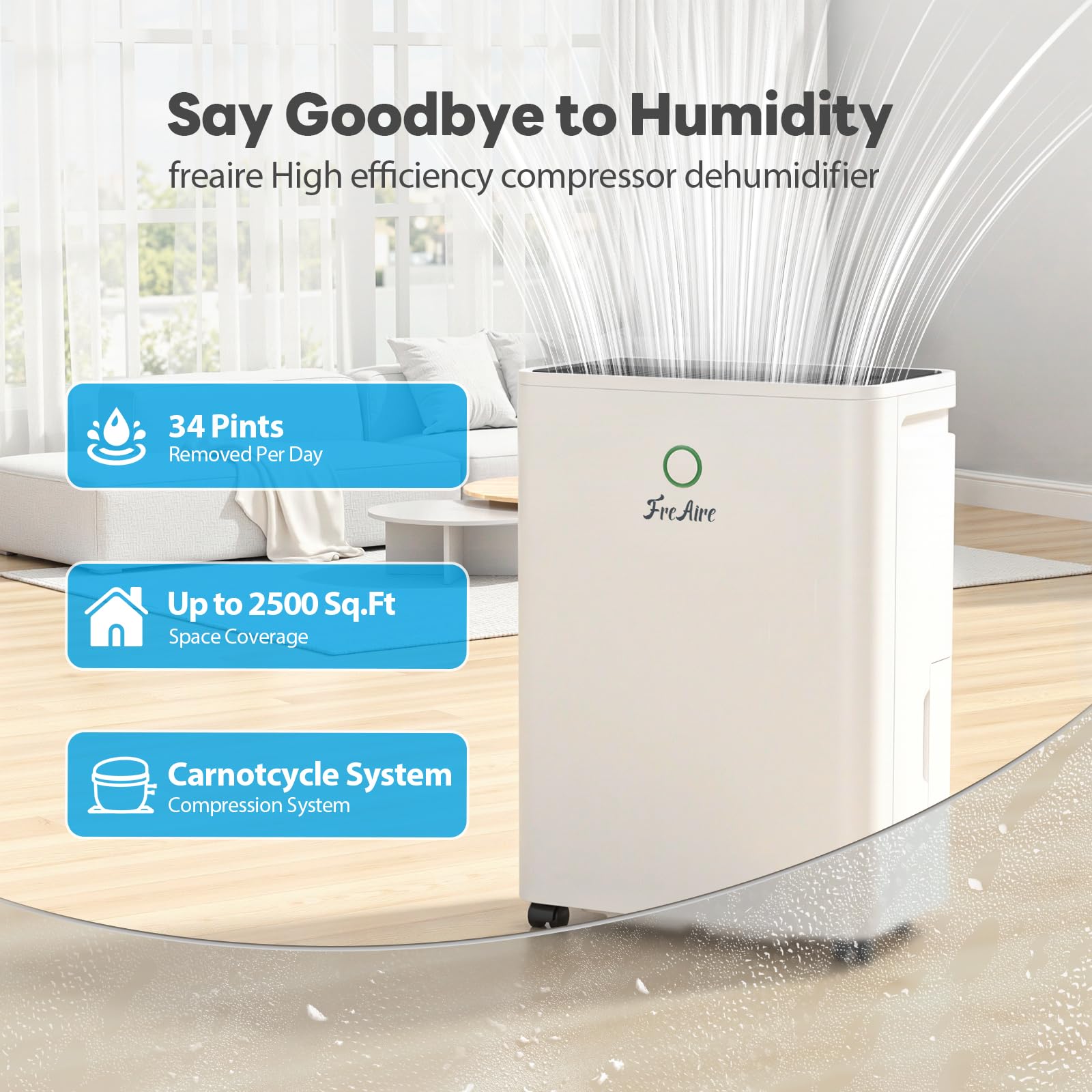 2500 Sq. ft. cichy Dehumidifier, do domowy