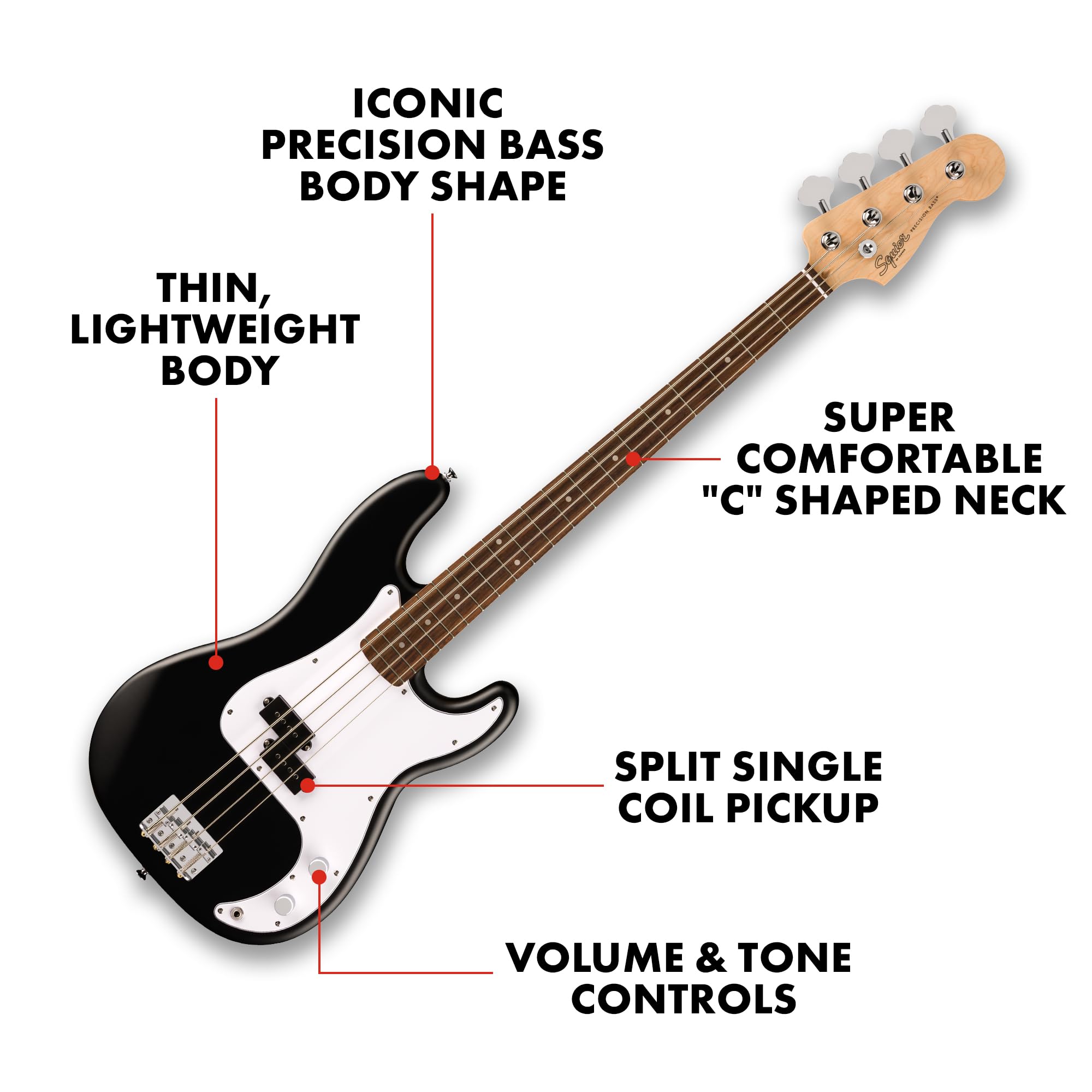 Debut seria Precision Bass Guitar, czarny