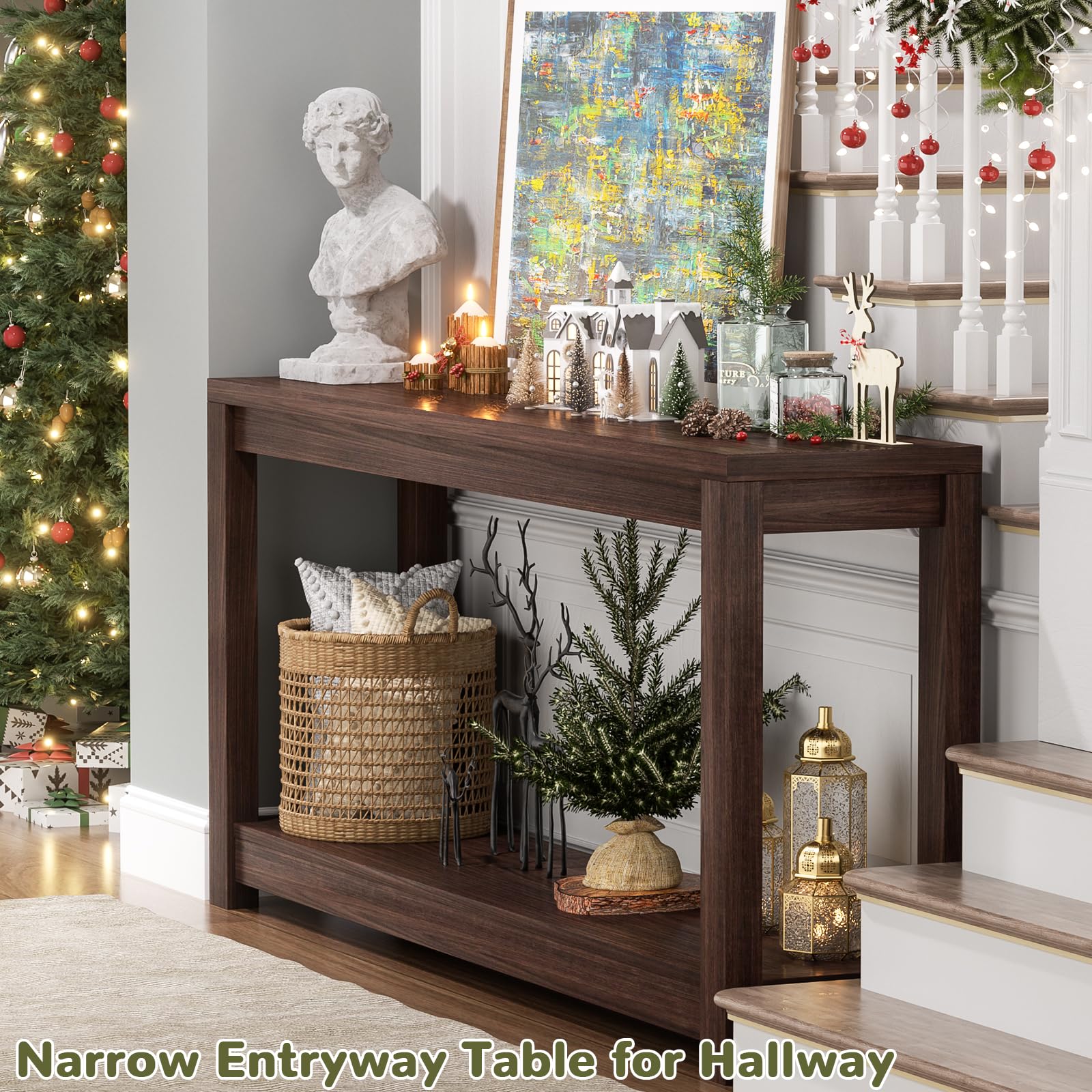 1787612385_ykgdLrMH 47 Farmhouse drewno Console stol z magazynowy półki