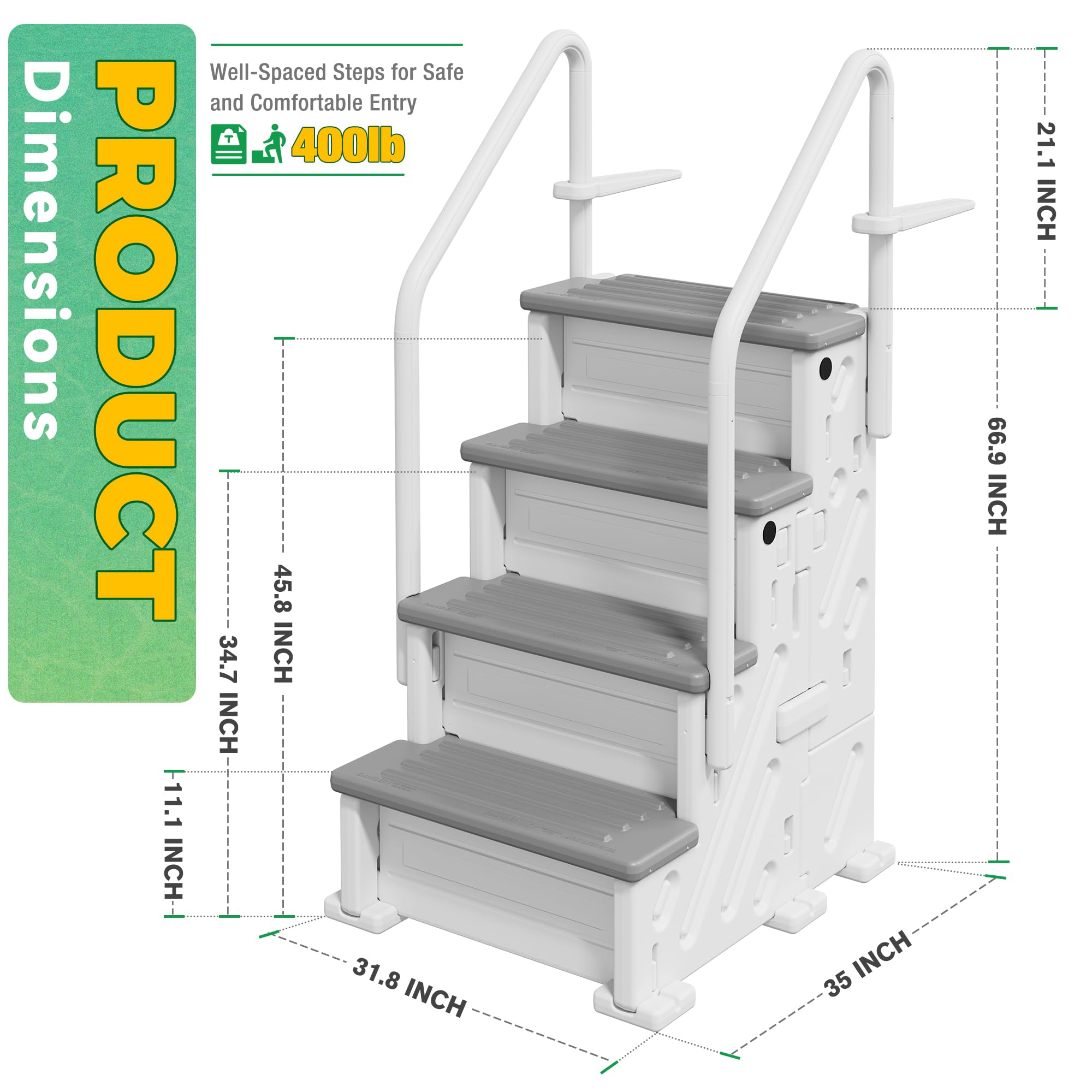1787614725_RK0C87rz Basen naziemny drabina, 4-Step wzmocniony Steps