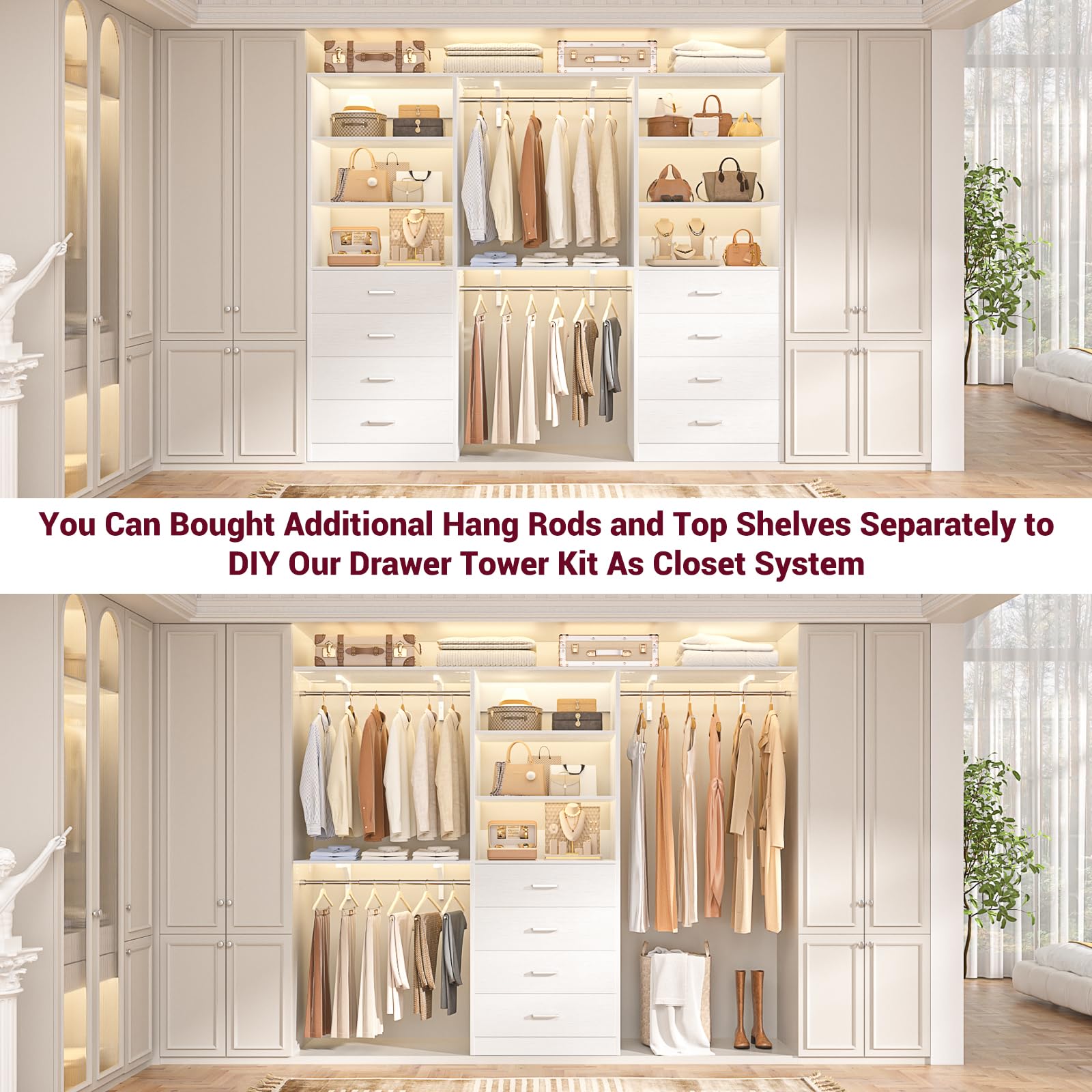 Organizer, drewno Closet, system z 4 szuflady