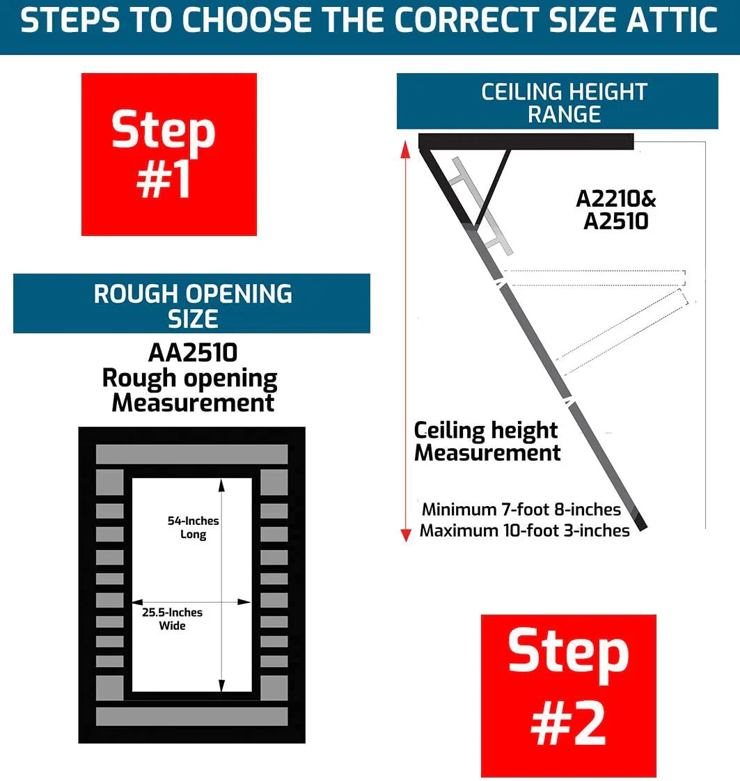 25-1/2 by 54-Inch Elite, Featuring 7'8′′-10-Foot Ceiling Height, 375-Pound Capacity, Type IAA, AA2510, Aluminum Ladder, Attic, X Rough Opening, Silver