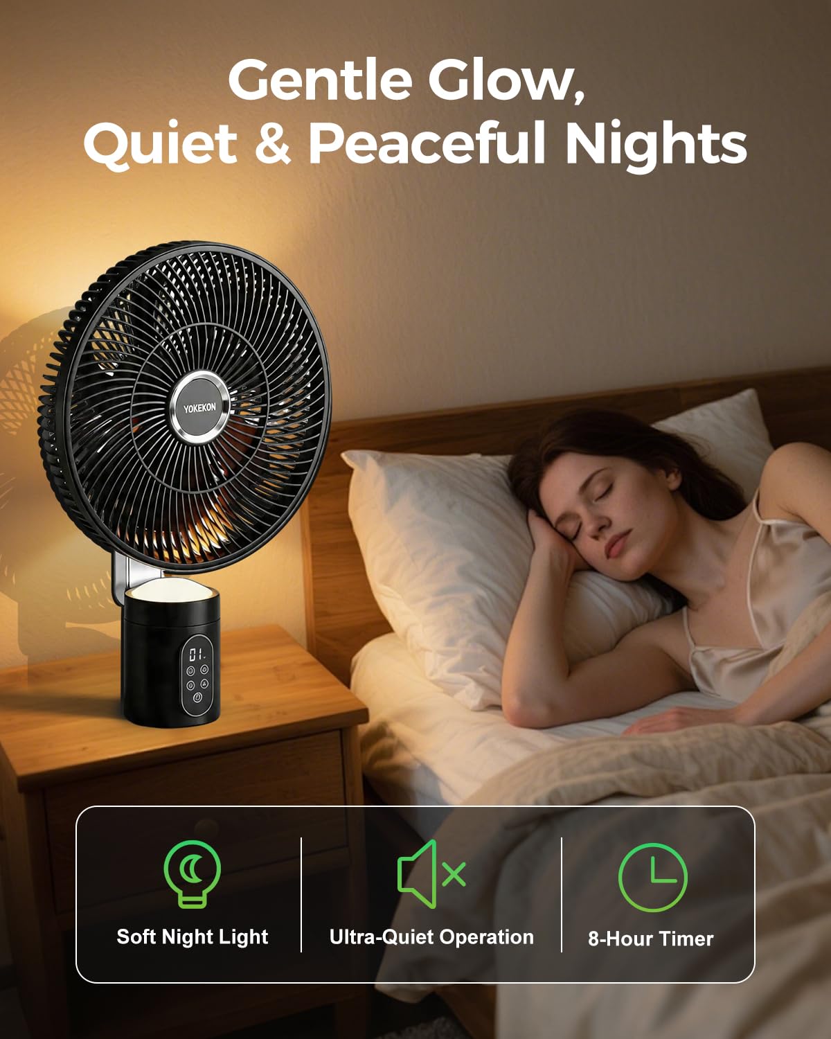 Bezprzewodowy zewnętrzny wentylator z światło zdalny, 12 Oscillating