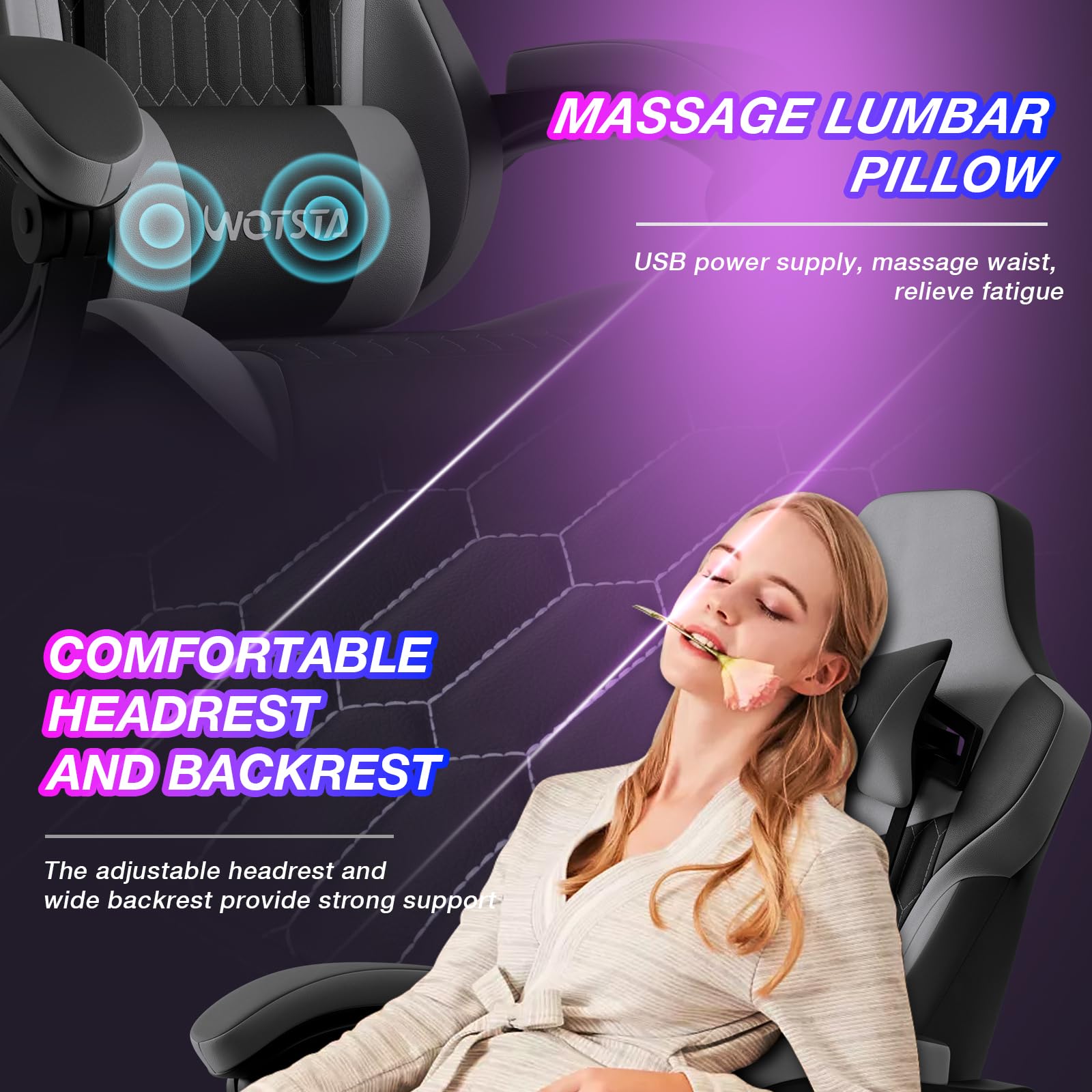 Ergonomiczny Racing Style Wotsta fotel gamingowy z Footrest