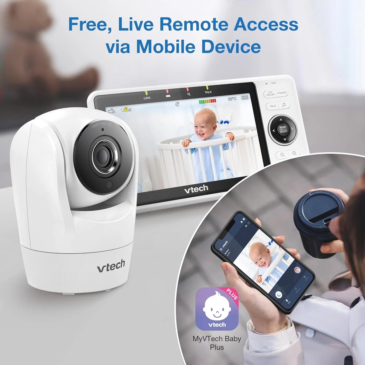 Dziecięcy monitor, smart Wi-Fi VM901, 720P HD