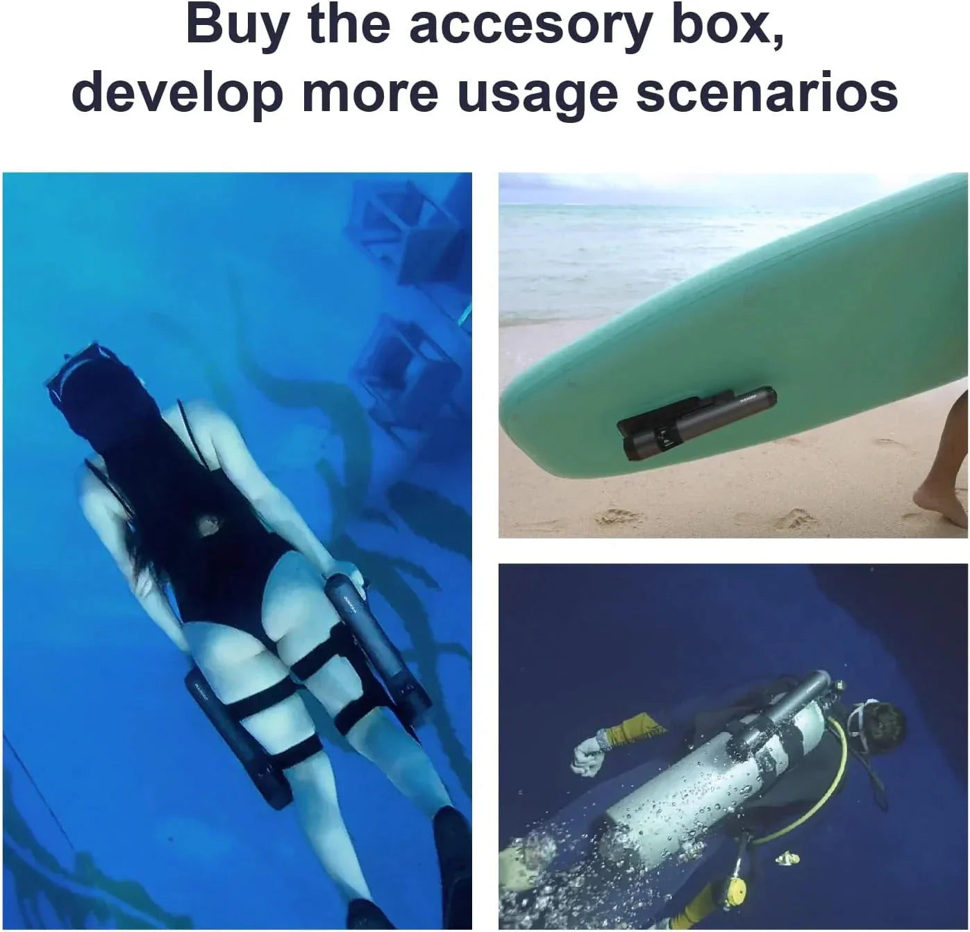 Underwater Scooter - Twin Engine Handle Bracket+, 2 Packs with 2 Handgrips - 2 Arm Mount Kits, 2 Accessories Mount Rings
