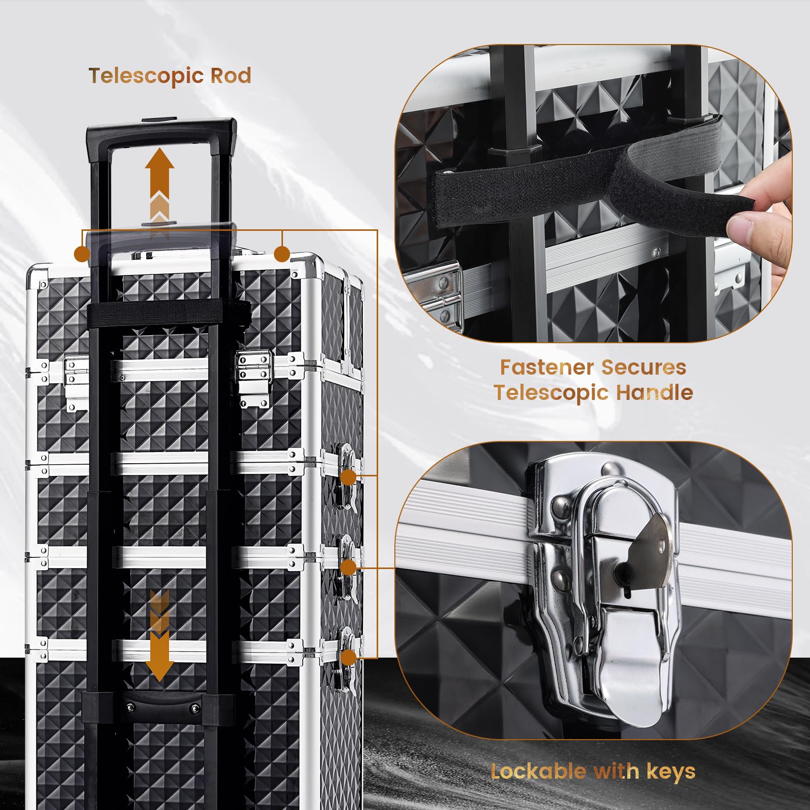 Na kółkach Makeup etui, 4 w 1 duży Organizer on koła