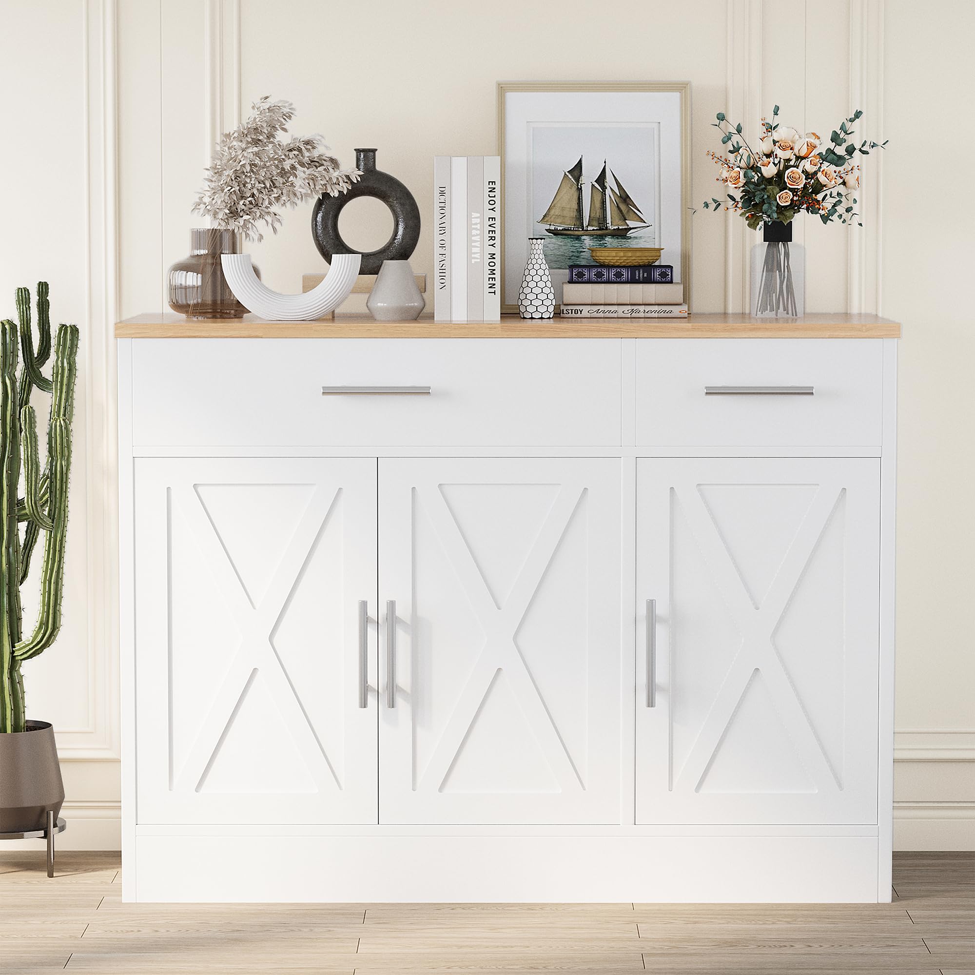 Nowoczesny Farmhouse Buffet szafka z 3 Doors