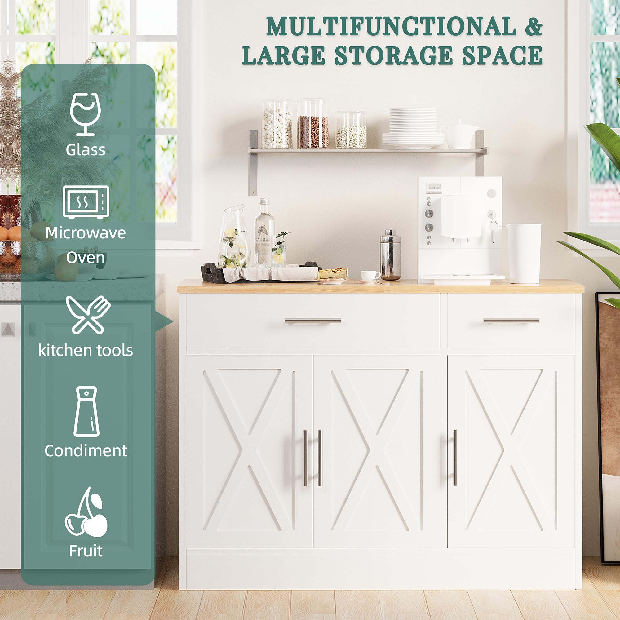Nowoczesny Farmhouse Buffet szafka z 3 Doors