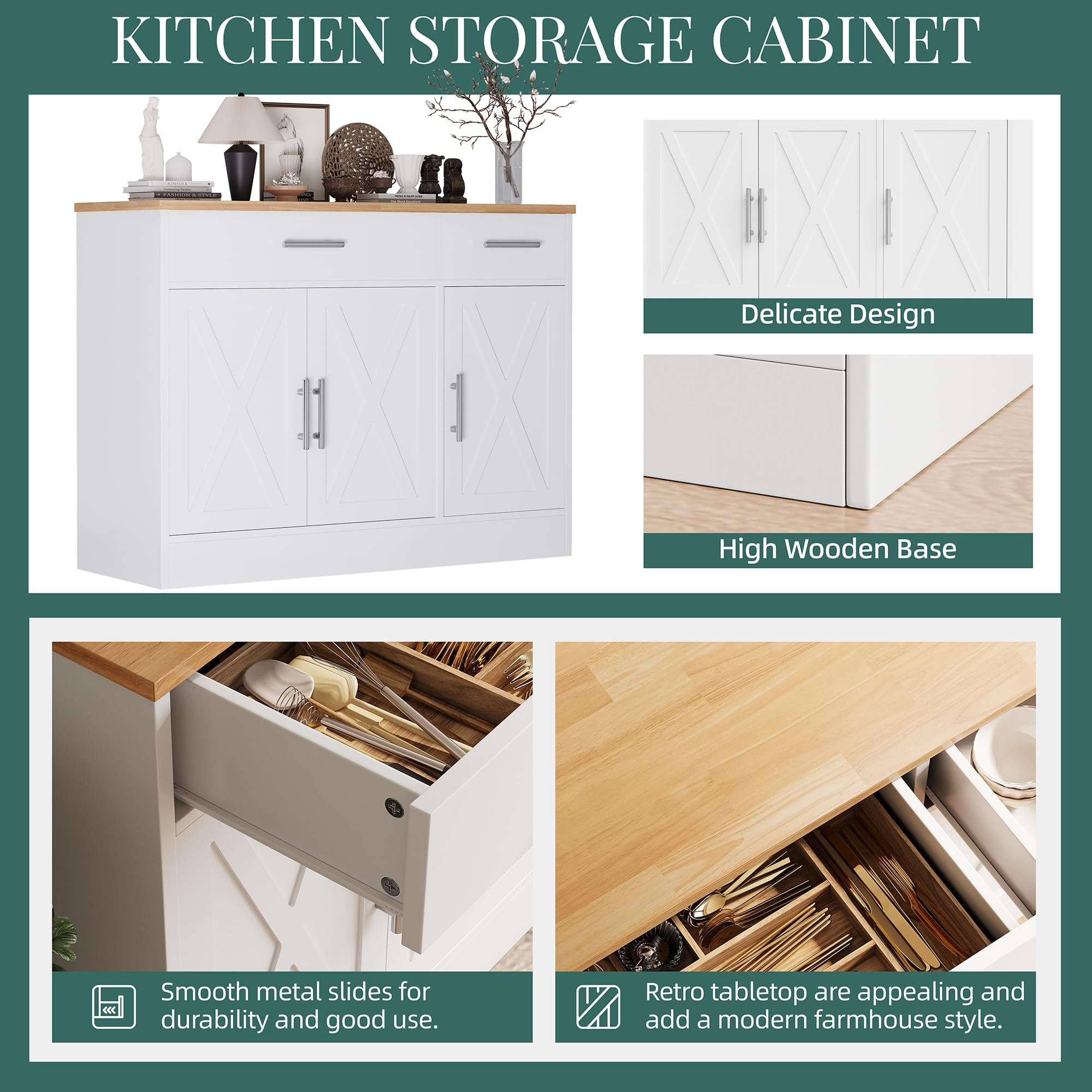 Nowoczesny Farmhouse Buffet szafka z 3 Doors