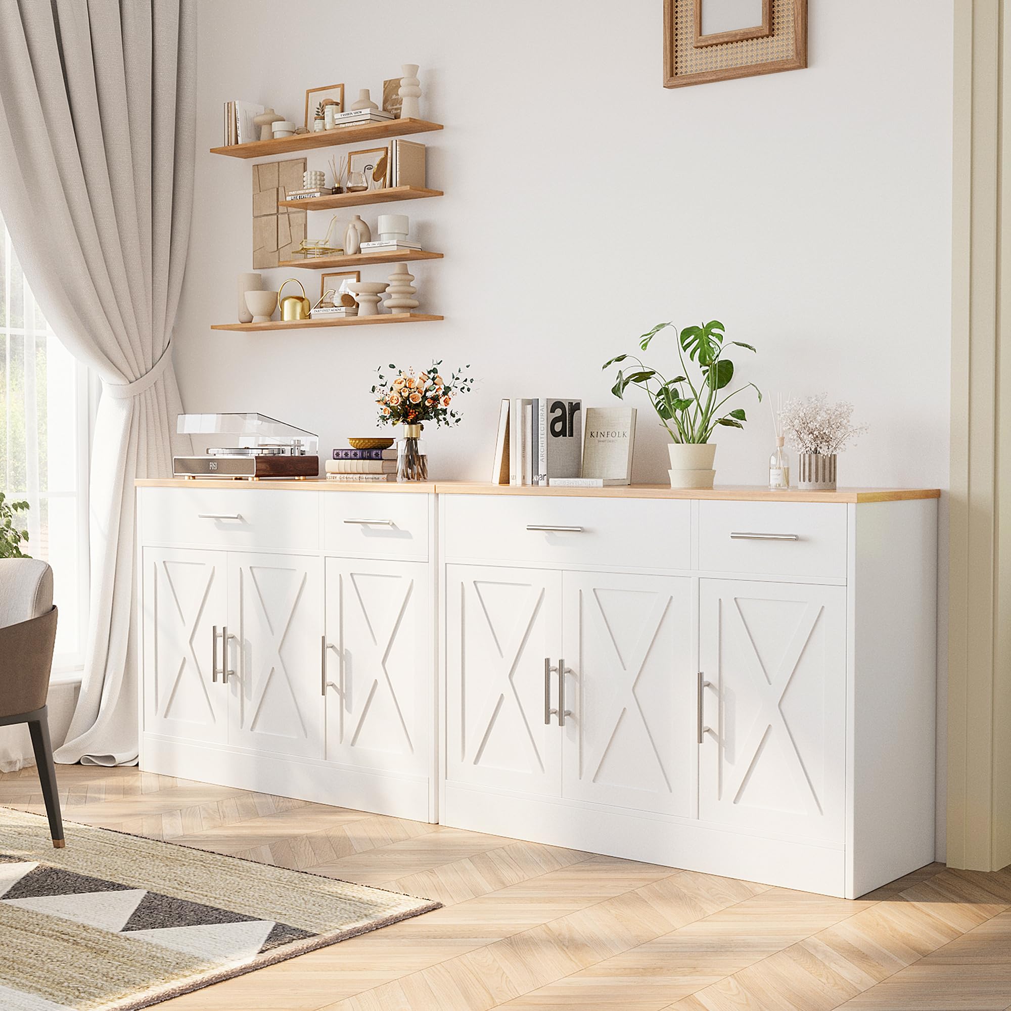 Nowoczesny Farmhouse Buffet szafka z 3 Doors