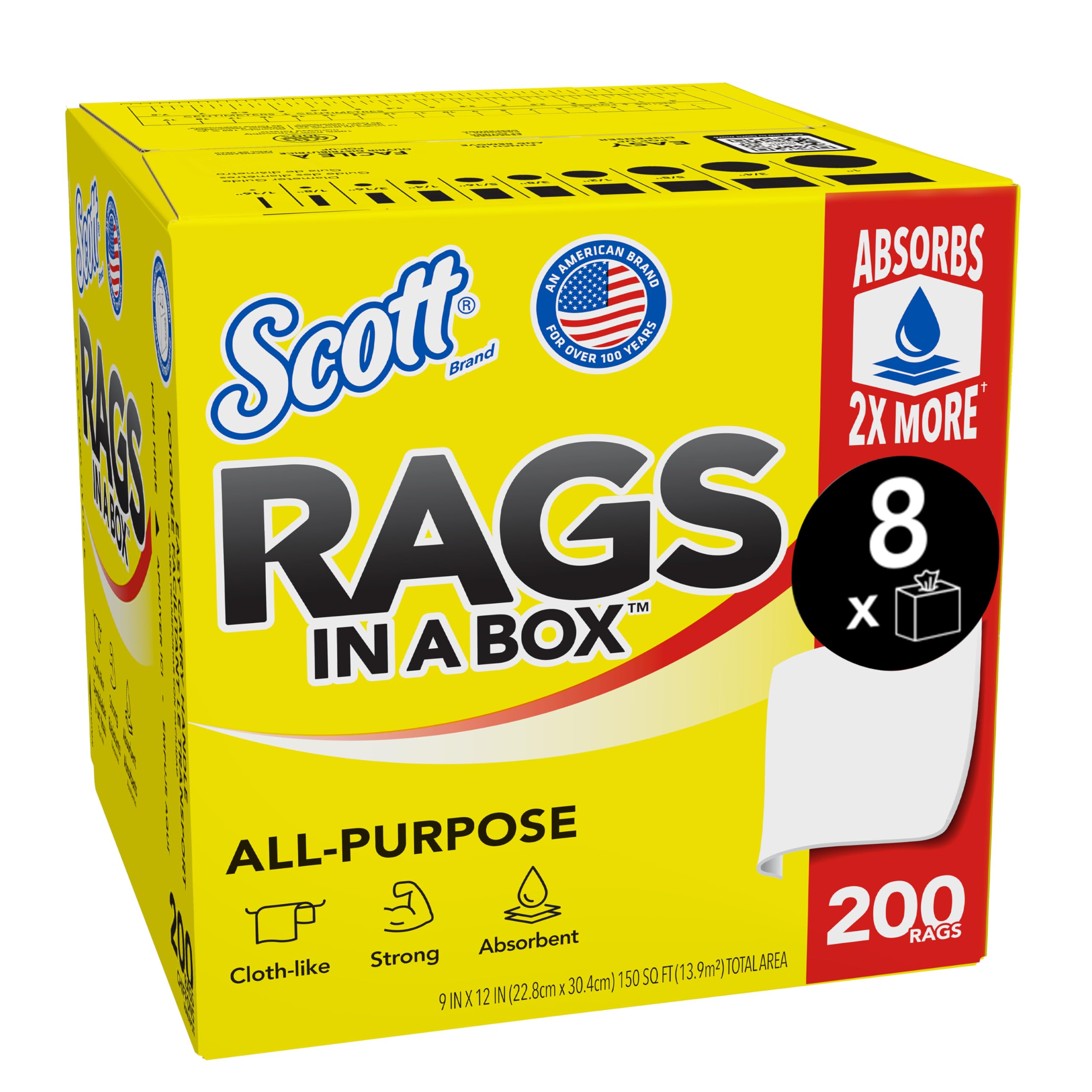 Rags w A skrzynka, duży All-purpose Towels, 1600 Sheets