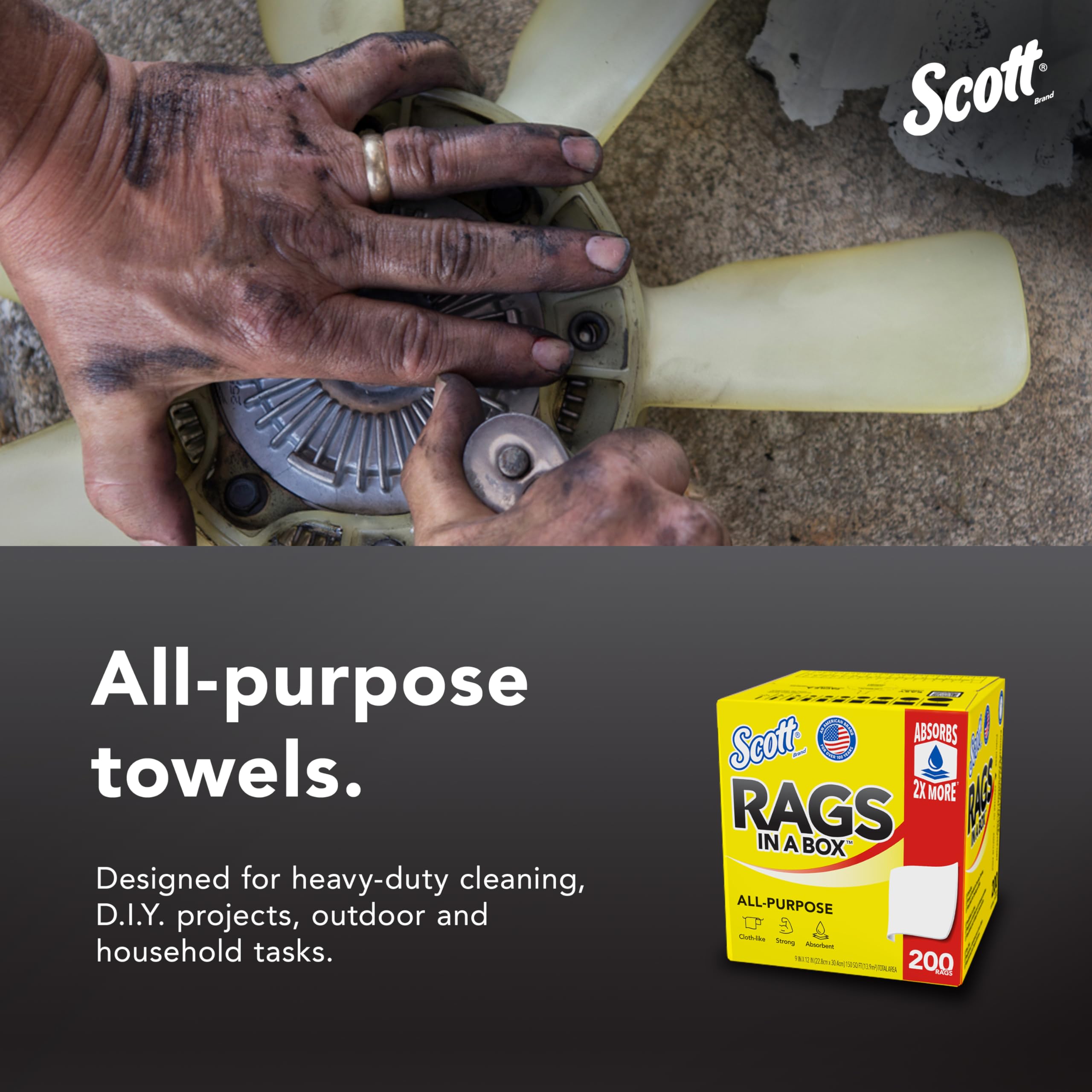 Rags w A skrzynka, duży All-purpose Towels, 1600 Sheets