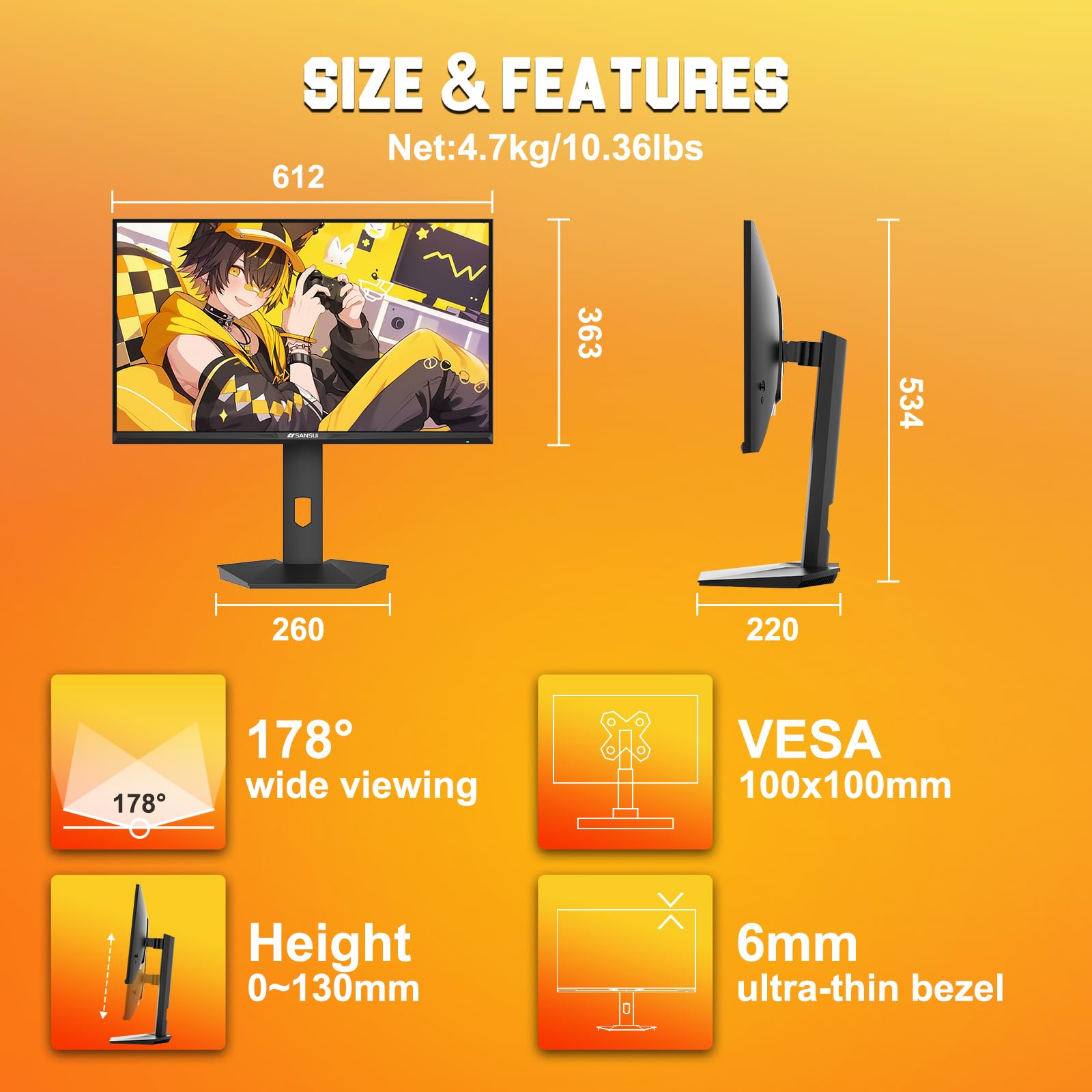 Gamingowy monitor, 27 WQHD, 1440p 200Hz z Hdr