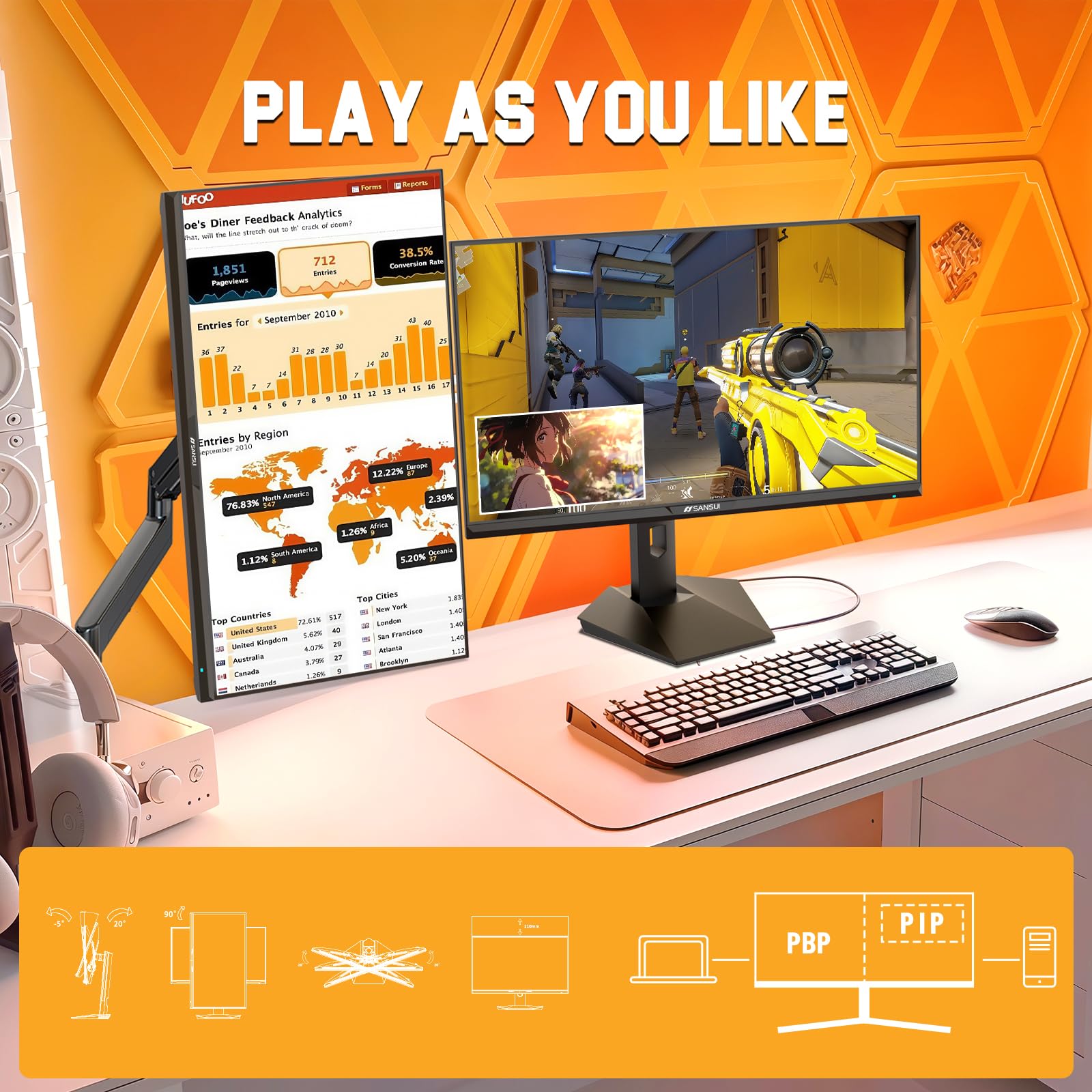 Gamingowy monitor, 27 WQHD, 1440p 200Hz z Hdr