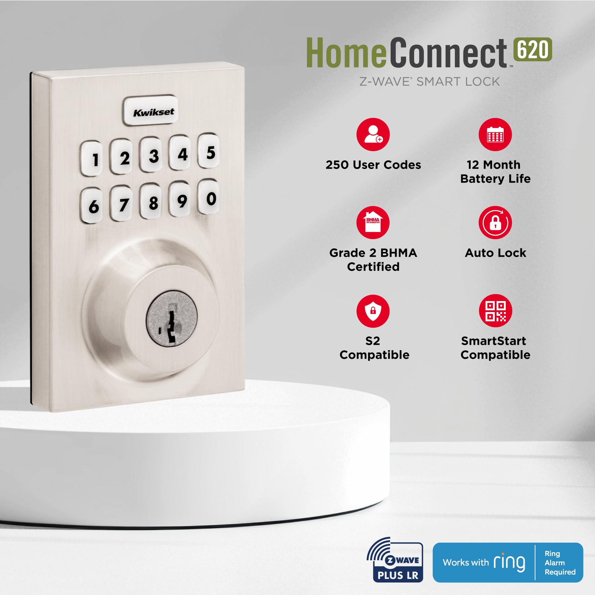 1787637162_10uFMFmF Homeconnect 620 Z-wave Keypad smart Lock, Matte czarny