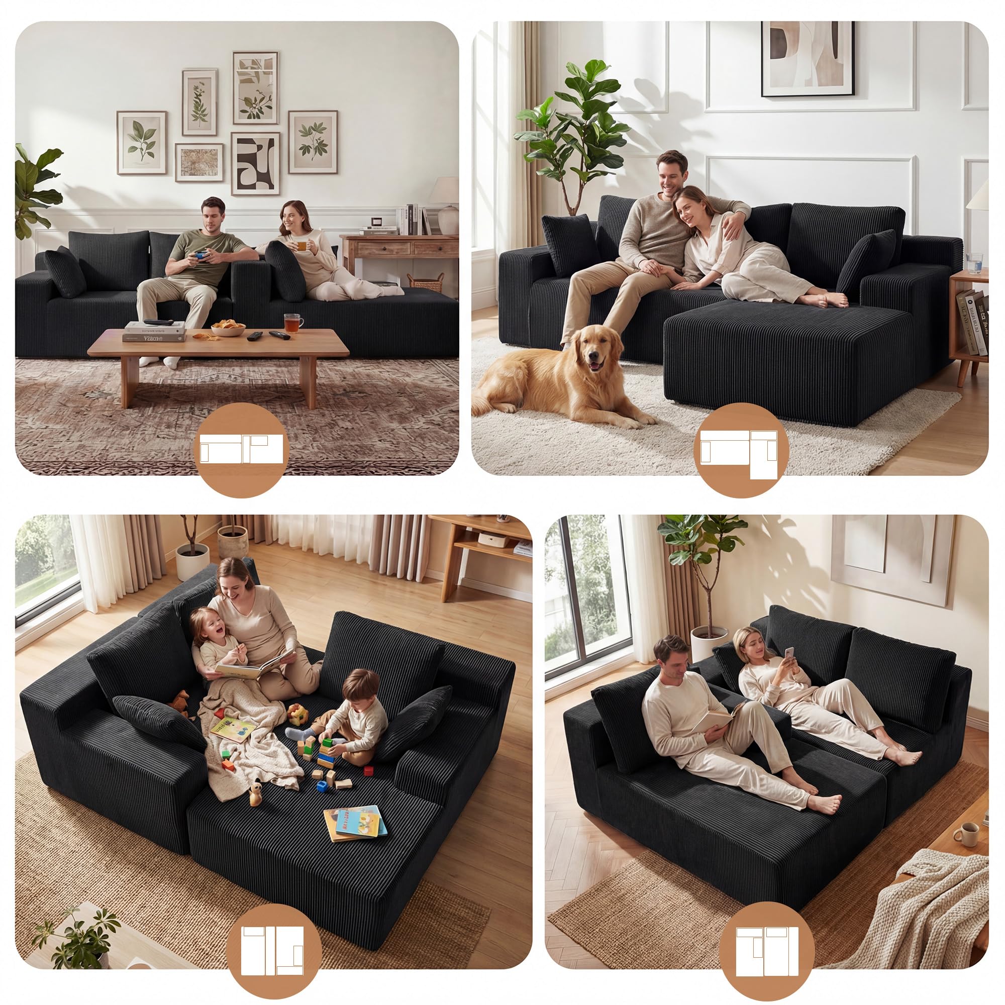 Sectional, Cloud, kanapa, Modular L-shaped sofa